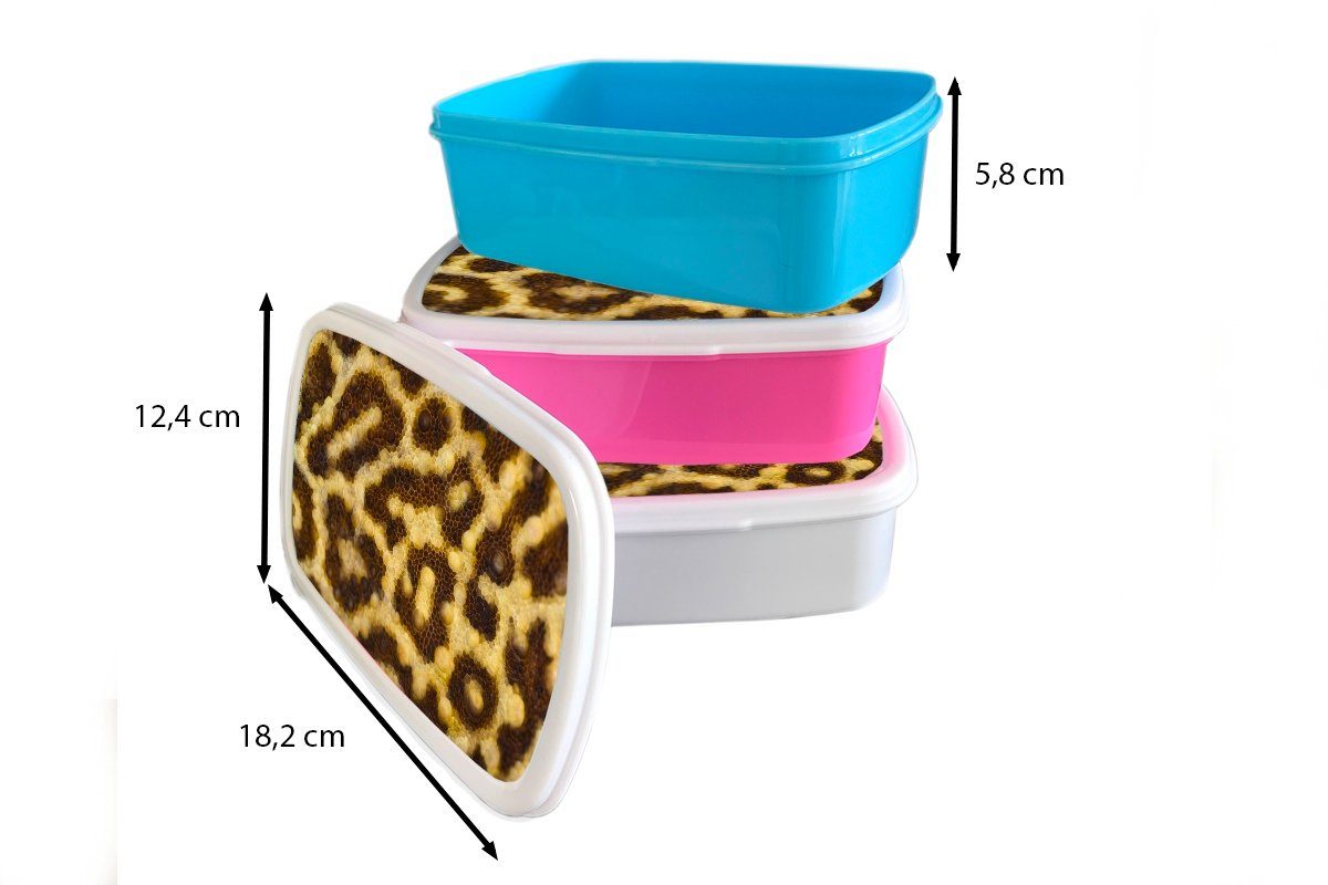 Mädchen, MuchoWow Nahaufnahme Leopardenmustern, Brotbox (2-tlg), Lunchbox Kunststoff, rosa Kinder, für von Brotdose Erwachsene, Snackbox, Kunststoff