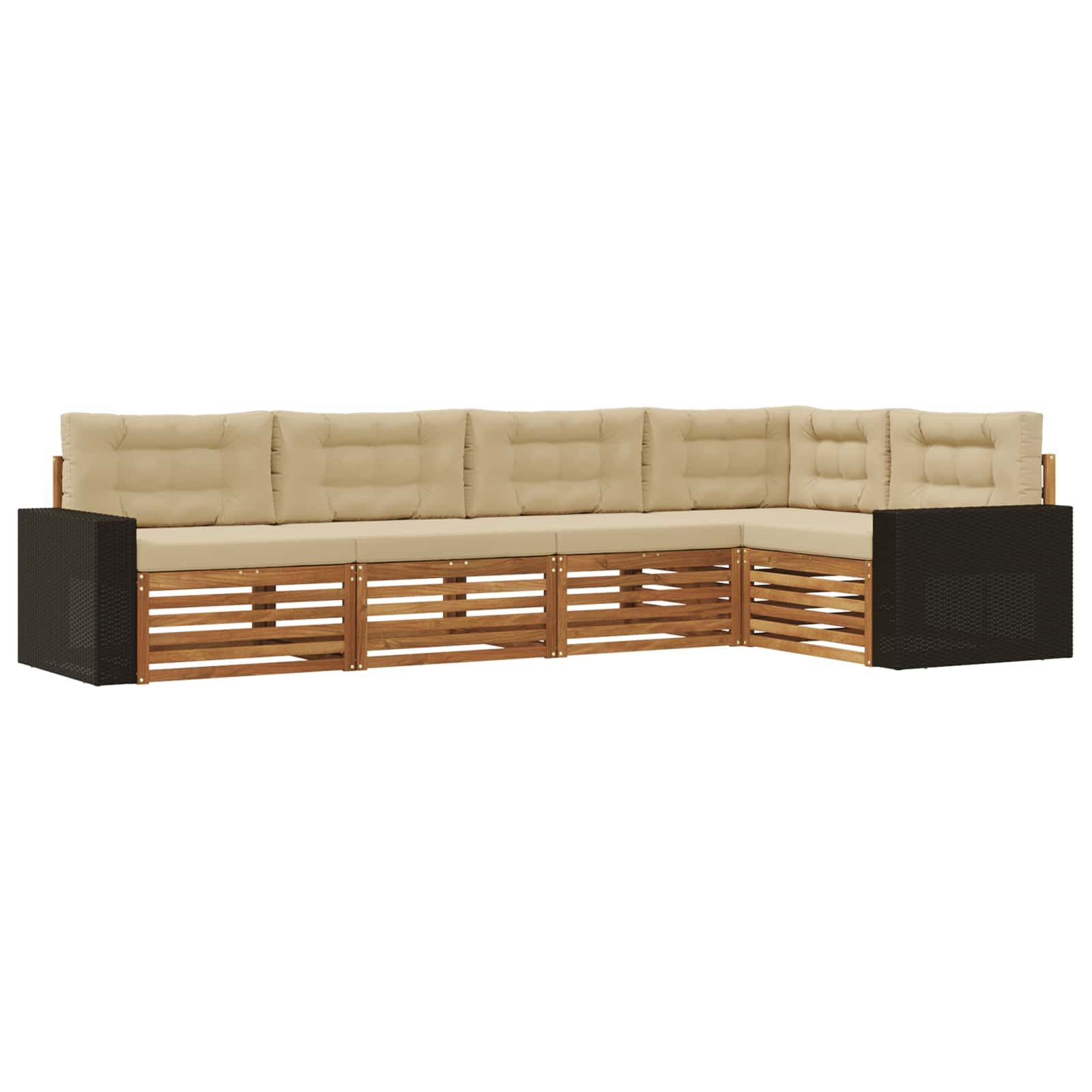Gartenlounge-Set Outdoor-Sofagarnitur 5 pcs Natur und Beige 331 x 172,5 x 73 cm