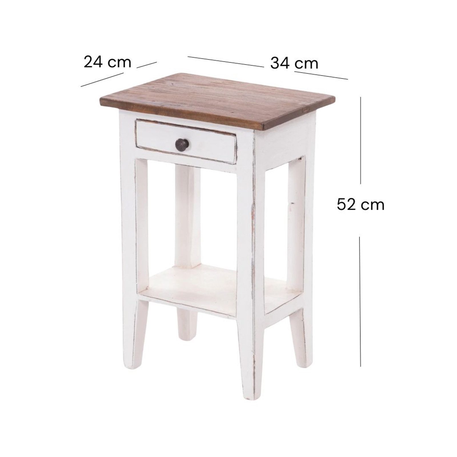 DESIGN DELIGHTS Beistelltisch Telefontisch PLANTA, 52x34cm(HxB) Nachtschrank aus Holz mit Schublade – Bild 2 von 5