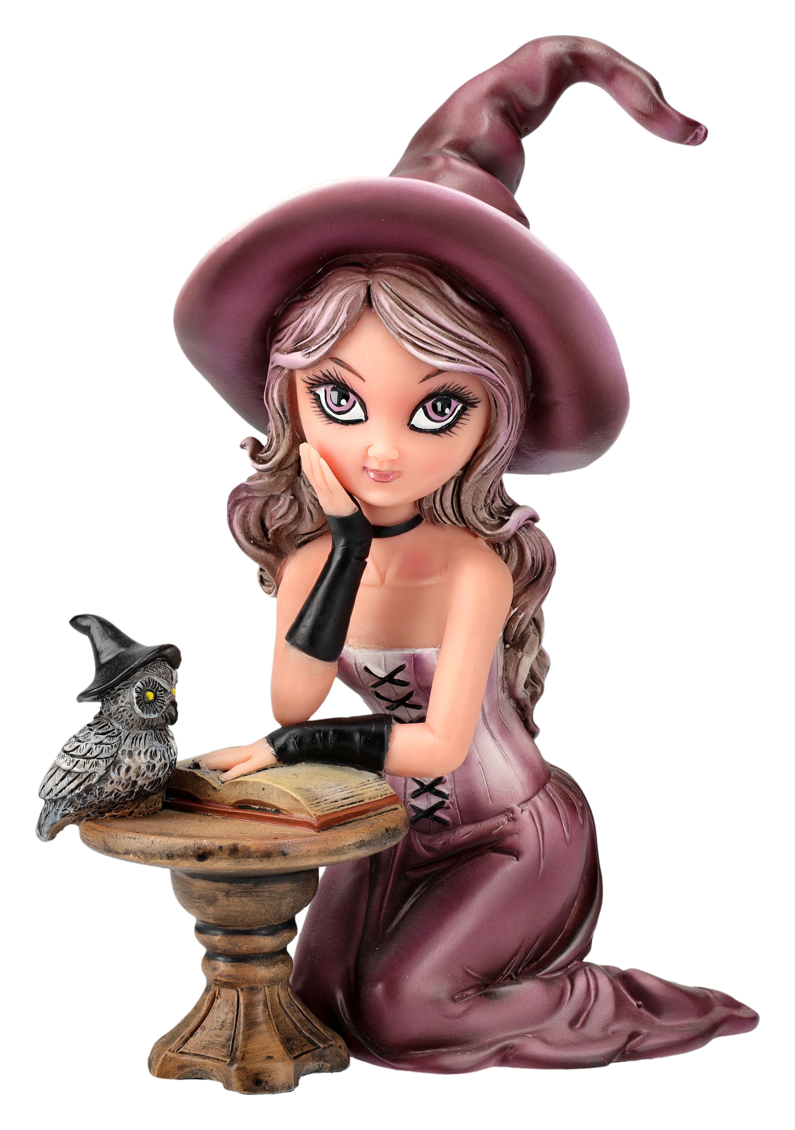 Figuren Shop GmbH Fantasy-Figur Hexen Figur - Agatha beim Lernen - Zauberin Dekofigur Fantasy