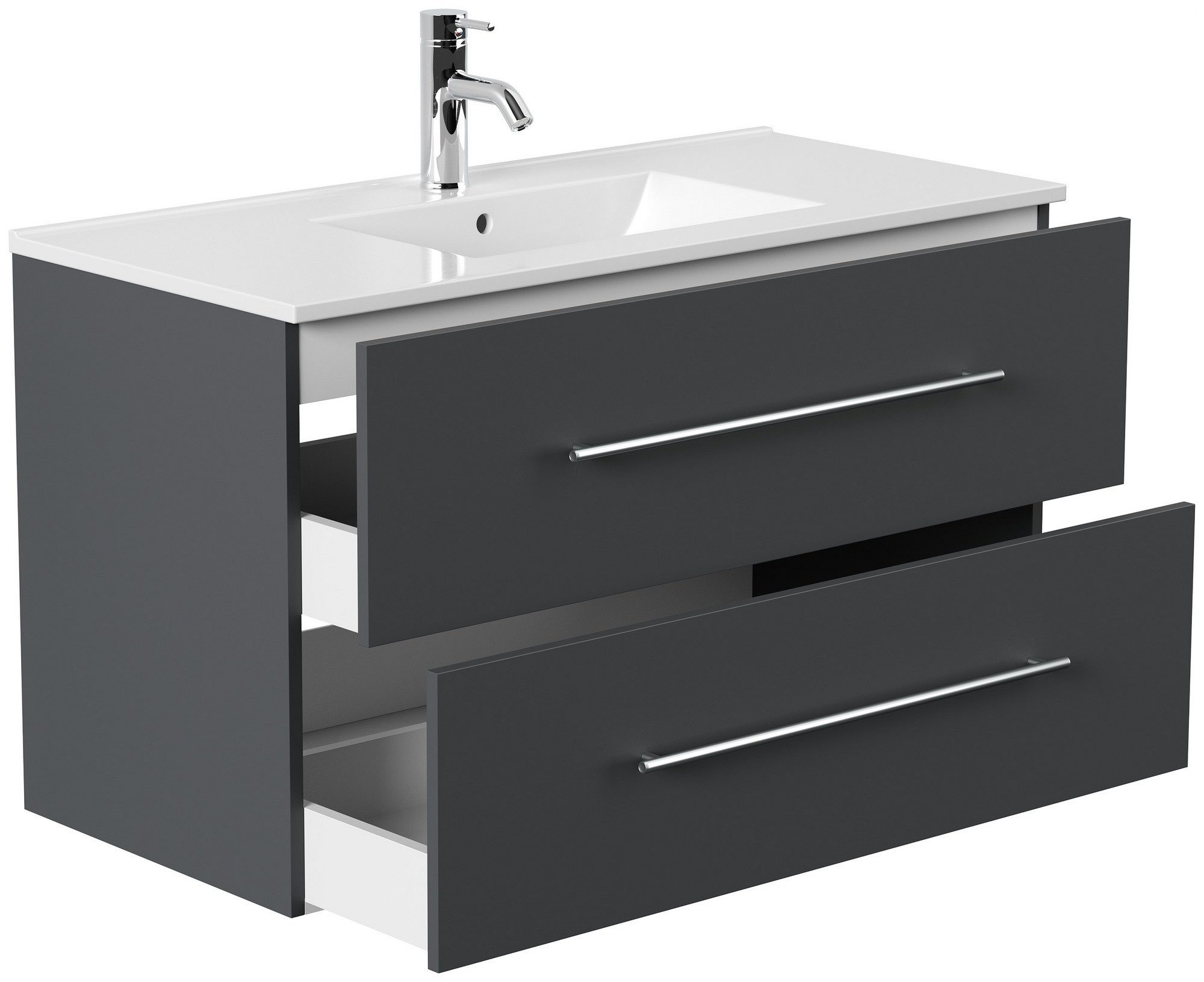 Posseik Badmöbel-Set Badmöbel Waschplatz "Homeline 100" Grafit