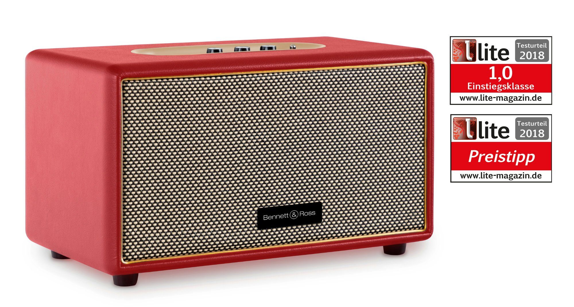 Bennett & Ross BB-860 Blackmore Stereoanlage (60 W, Retro Bluetooth Lautsprecher in Lederoptik)