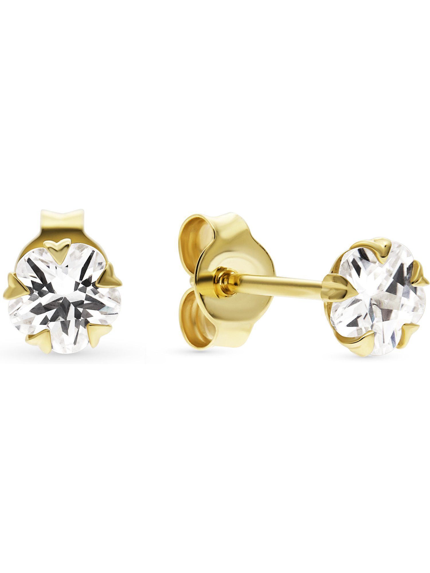 Paar Ohrstecker FAVS Damen-Ohrstecker 375er Gelbgold 2 Zirkonia