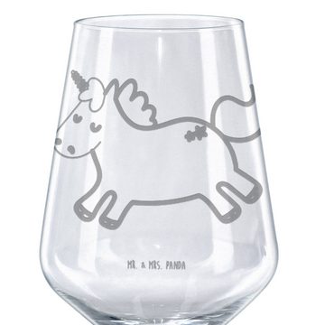 Mr. & Mrs. Panda Rotweinglas Einhorn Happy - Transparent - Geschenk, Einhorn Deko, Unicorn, Rotwei, Premium Glas, Unikat durch Gravur