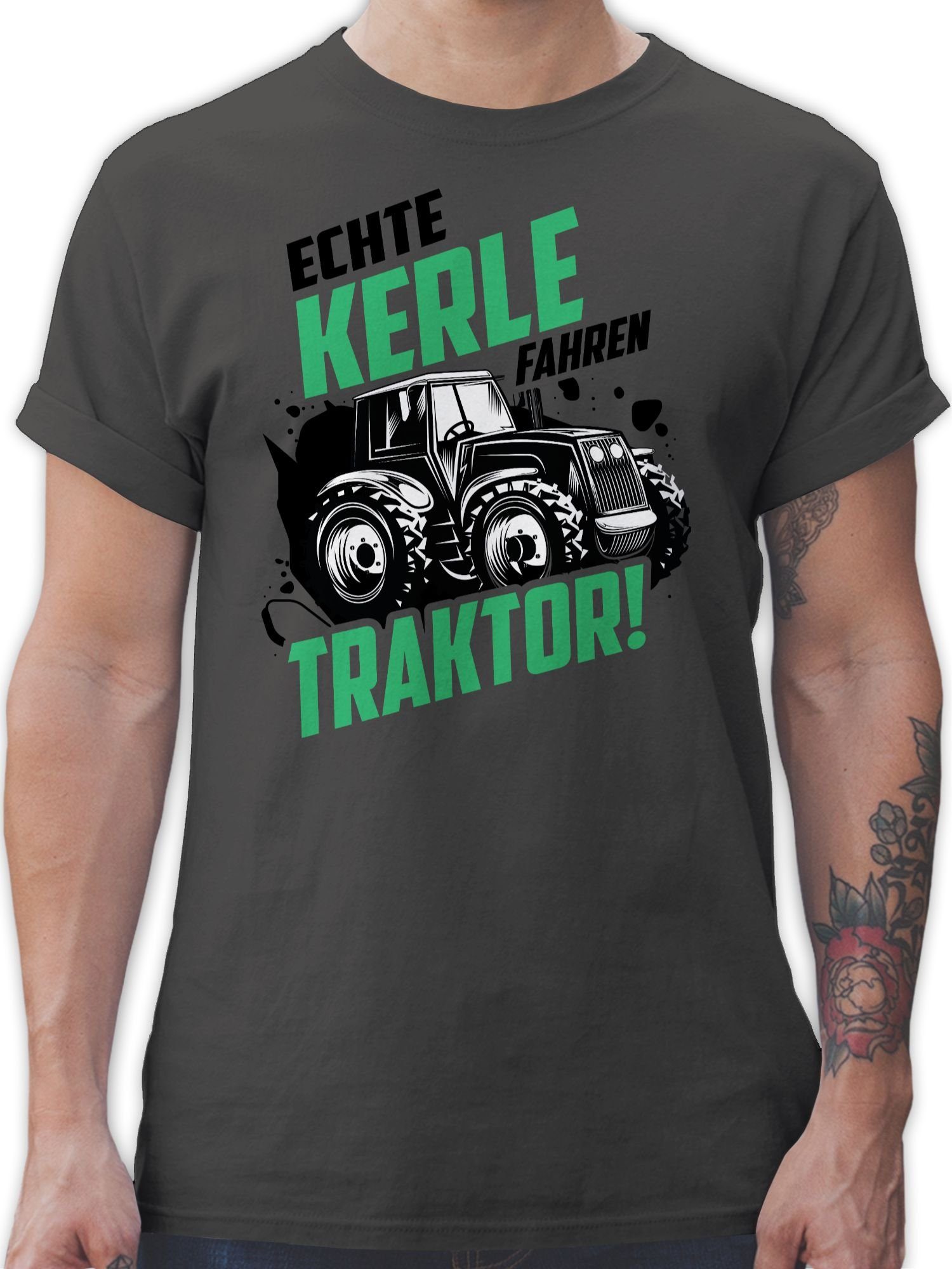 Shirtracer T-Shirt Echte Kerle fahren Traktor Trecker Landwirt Bauer Geschenk Fahrzeuge 1 Dunkelgrau