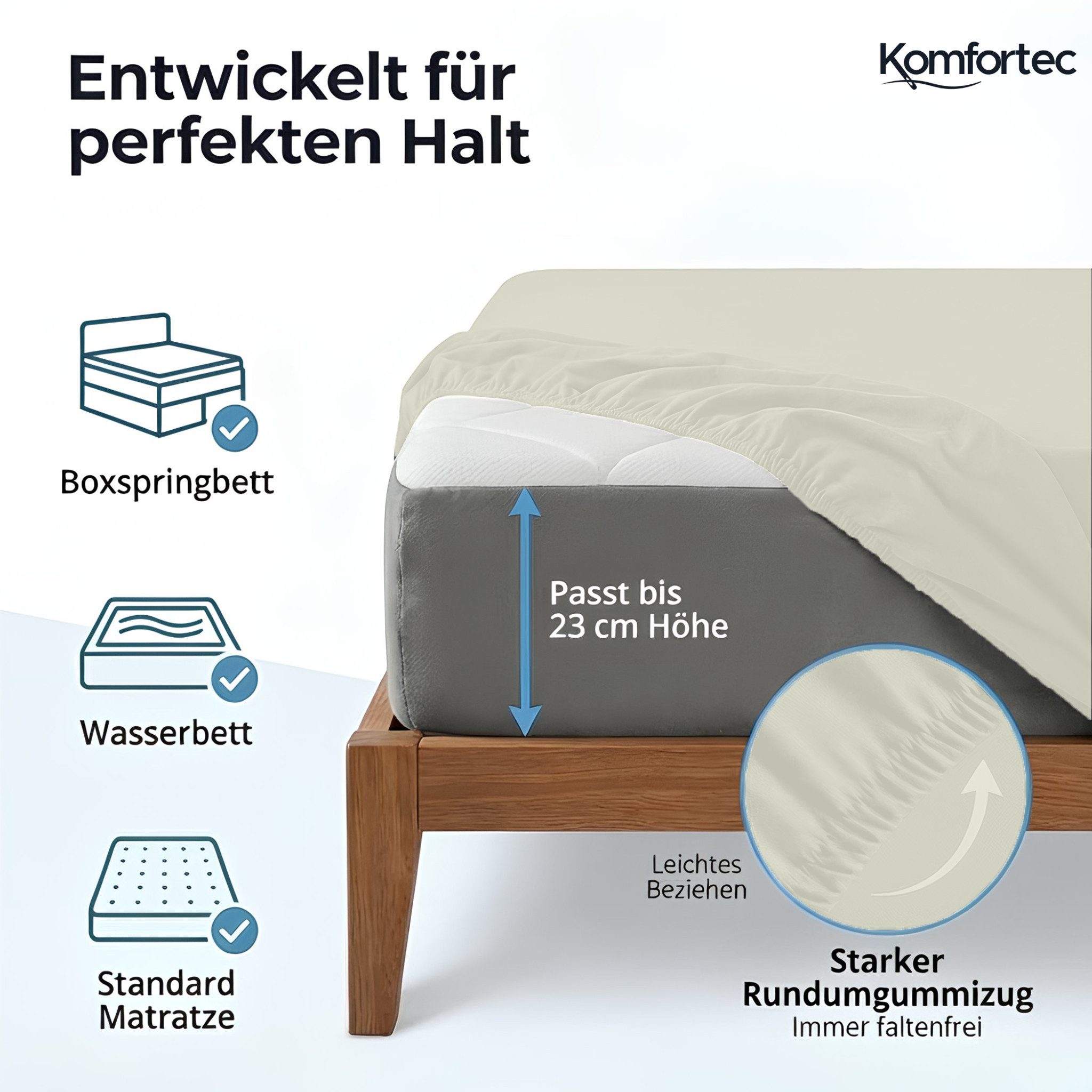 Komfortec Spannbettlaken Jersey Spannbettuch, 90x200, 140x200, 160x200, 180 günstig online kaufen