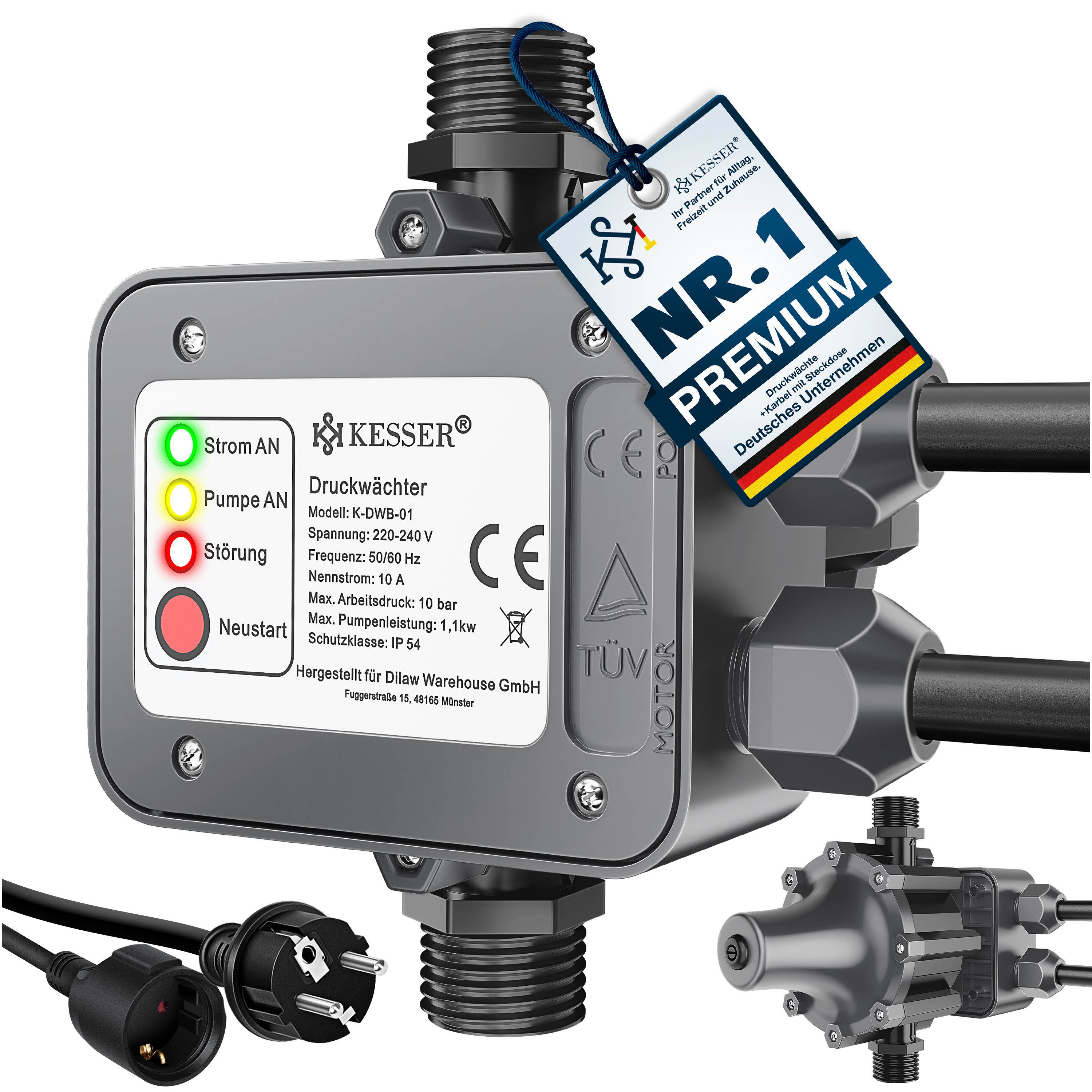 KESSER Wasserpumpe, Druckschalter Druckwächter Pumpensteuerung Gartenbewässerung