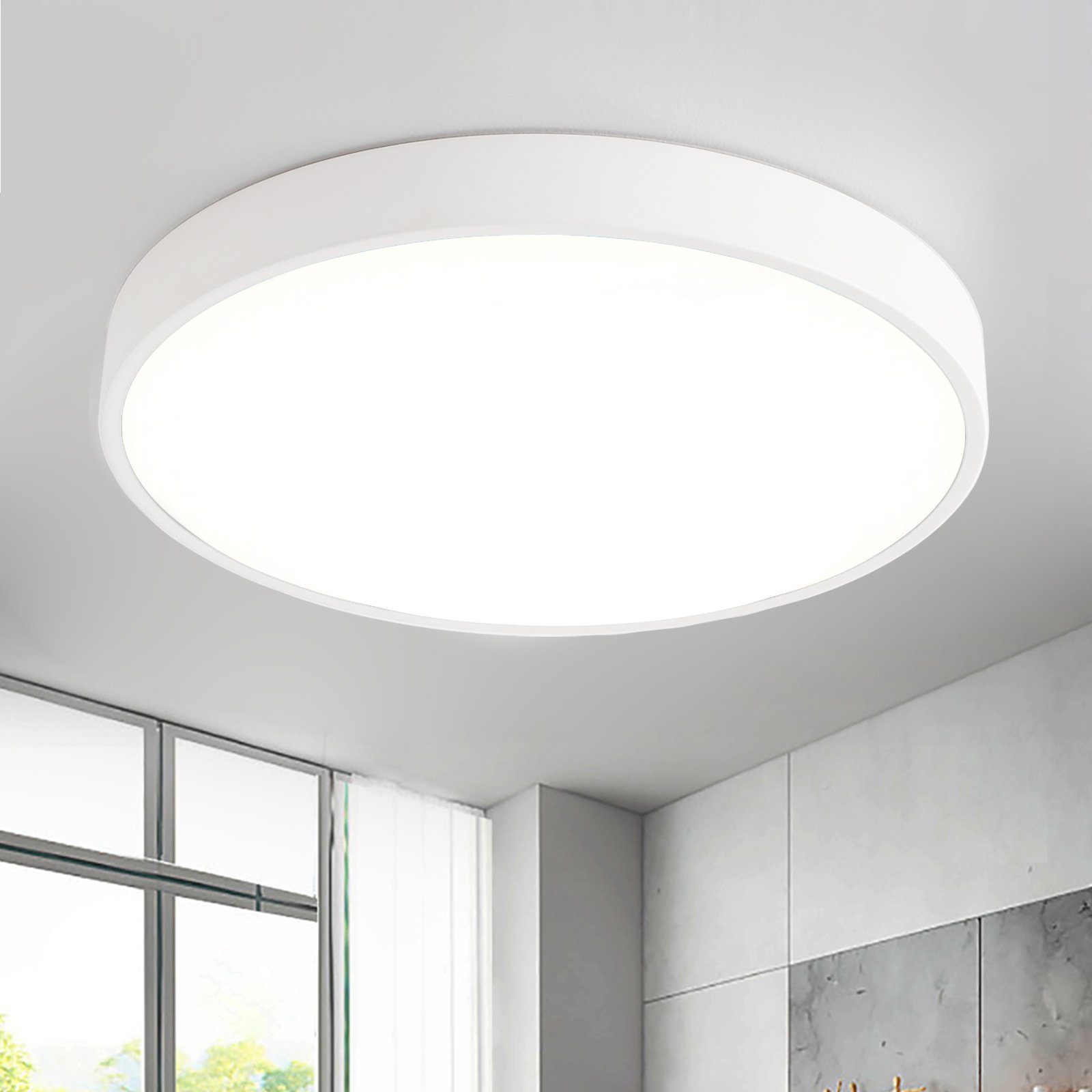 style home Deckenleuchte LED Deckenlampe, 36W, Ø40*4cm, Warmweiß 3000K, für Wohnzimmer Schlafzimmer Küche Büro Diele, Weiß