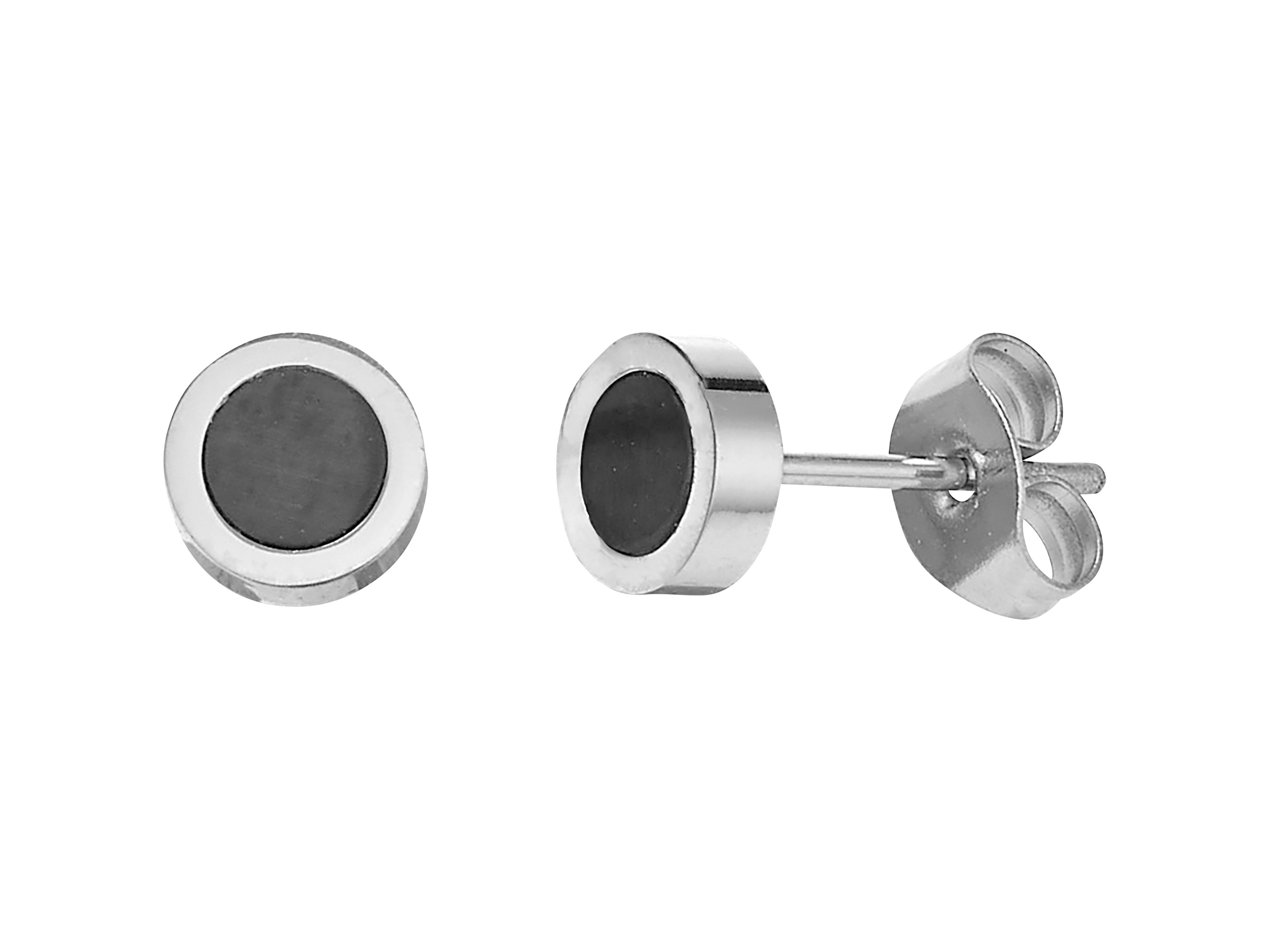 Firetti Paar Ohrstecker Schmuck Geschenk Edelstahl Carbon Ohrschmuck Ohrringe Kreis rund