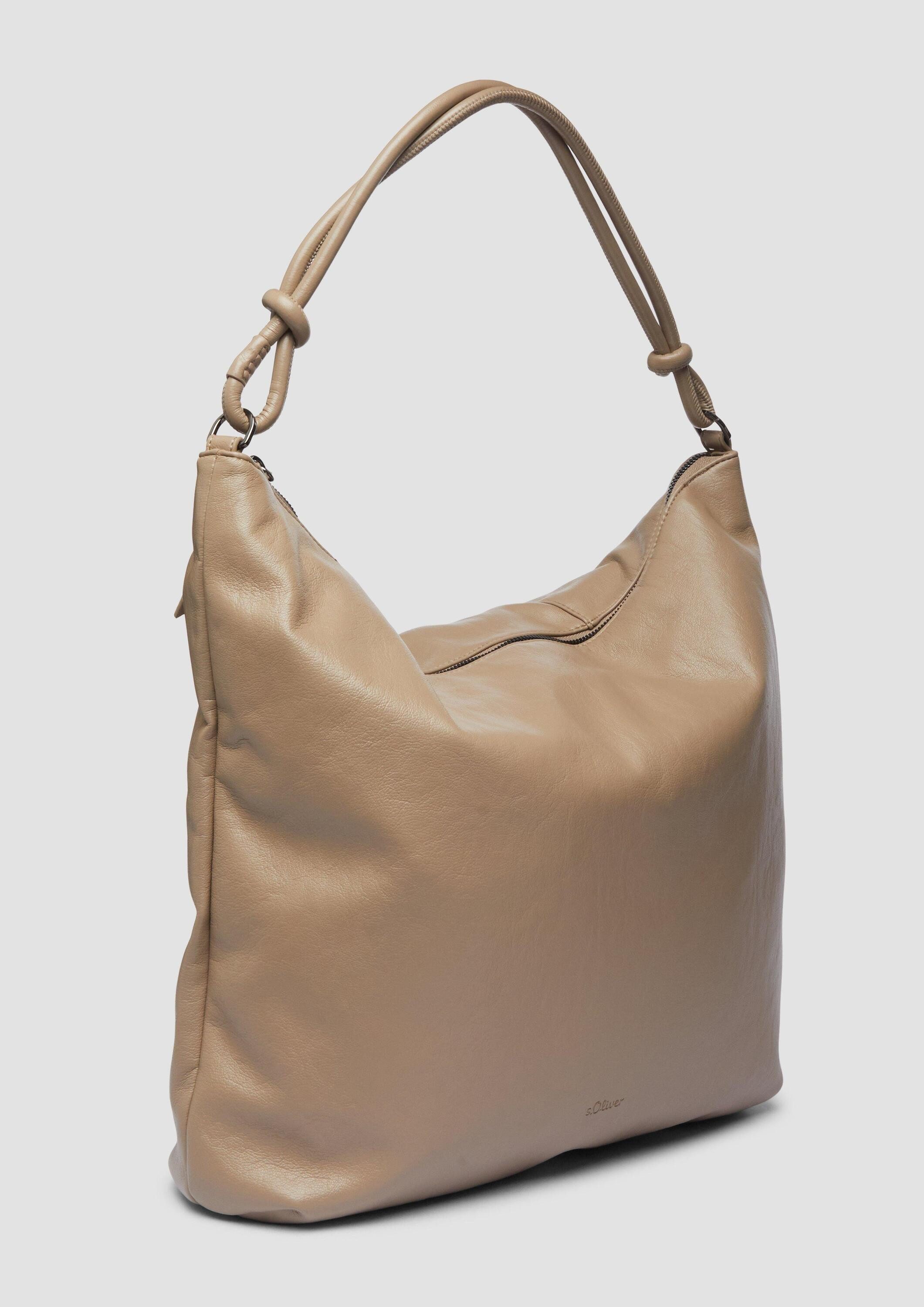 s.Oliver Schultertasche Tasche, Hobo-Bag in Leder-Optik mit Logo-Prägung und Reißverschluss