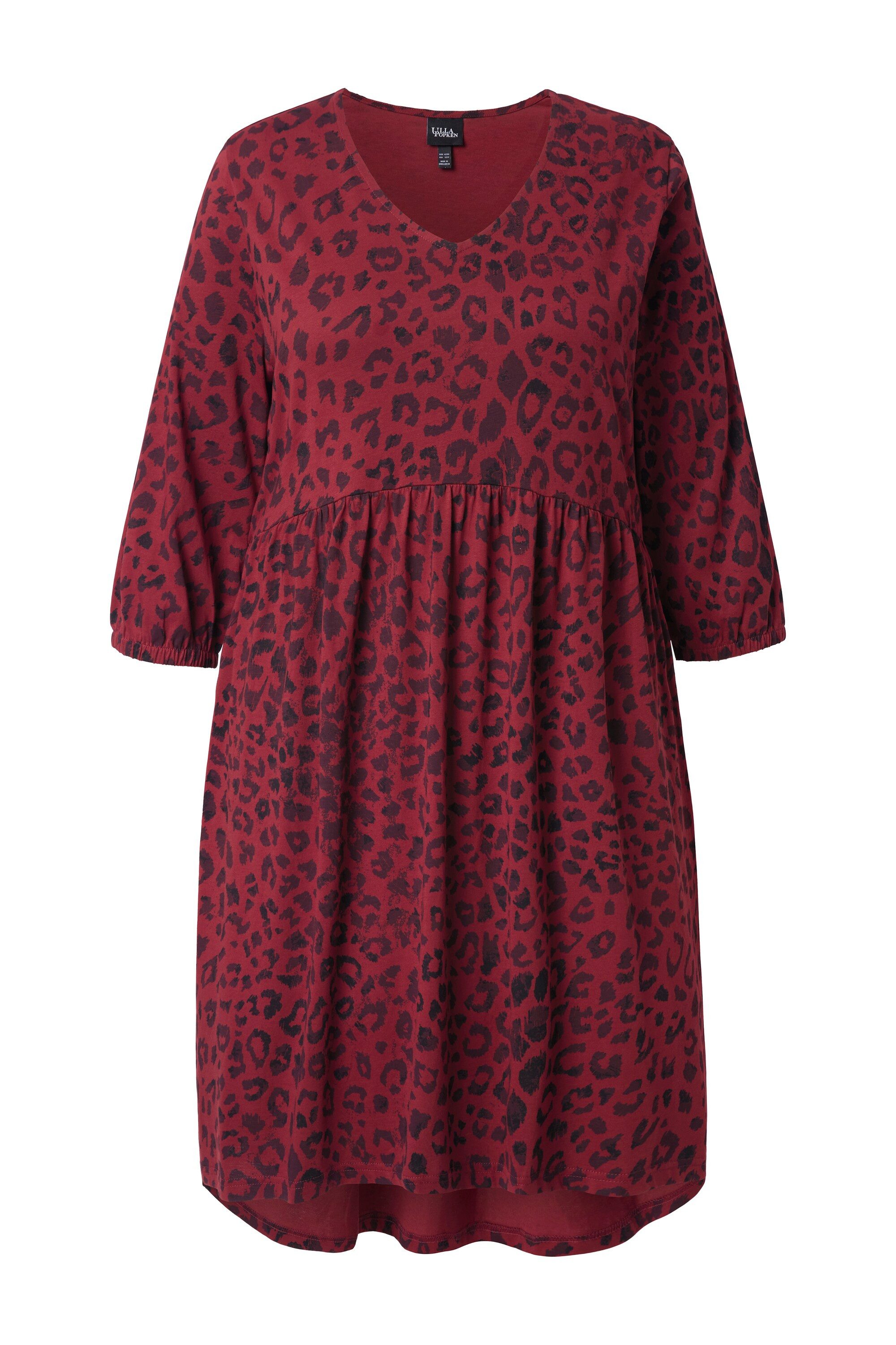 Ulla Popken Jerseykleid Jerseykleid Animaldruck A-Linie V-Ausschnitt günstig online kaufen