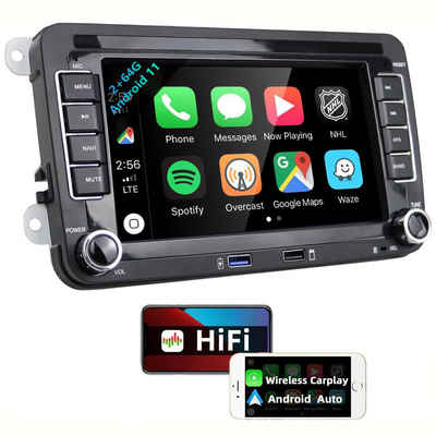 Hikity 2 DIN 7" Touchscreen für VW Golf Polo Seat Skoda mit GPS Mirror Link Autoradio (Bluetooth/HiFi/Wifi, Kabelloses Apple Carplay/Auto)