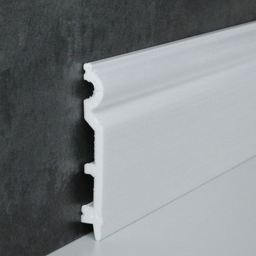 PROVISTON Sockelleiste Polystyrol, 15 x 120 x 2000 mm, Weiß, Kunststoff Fußleiste