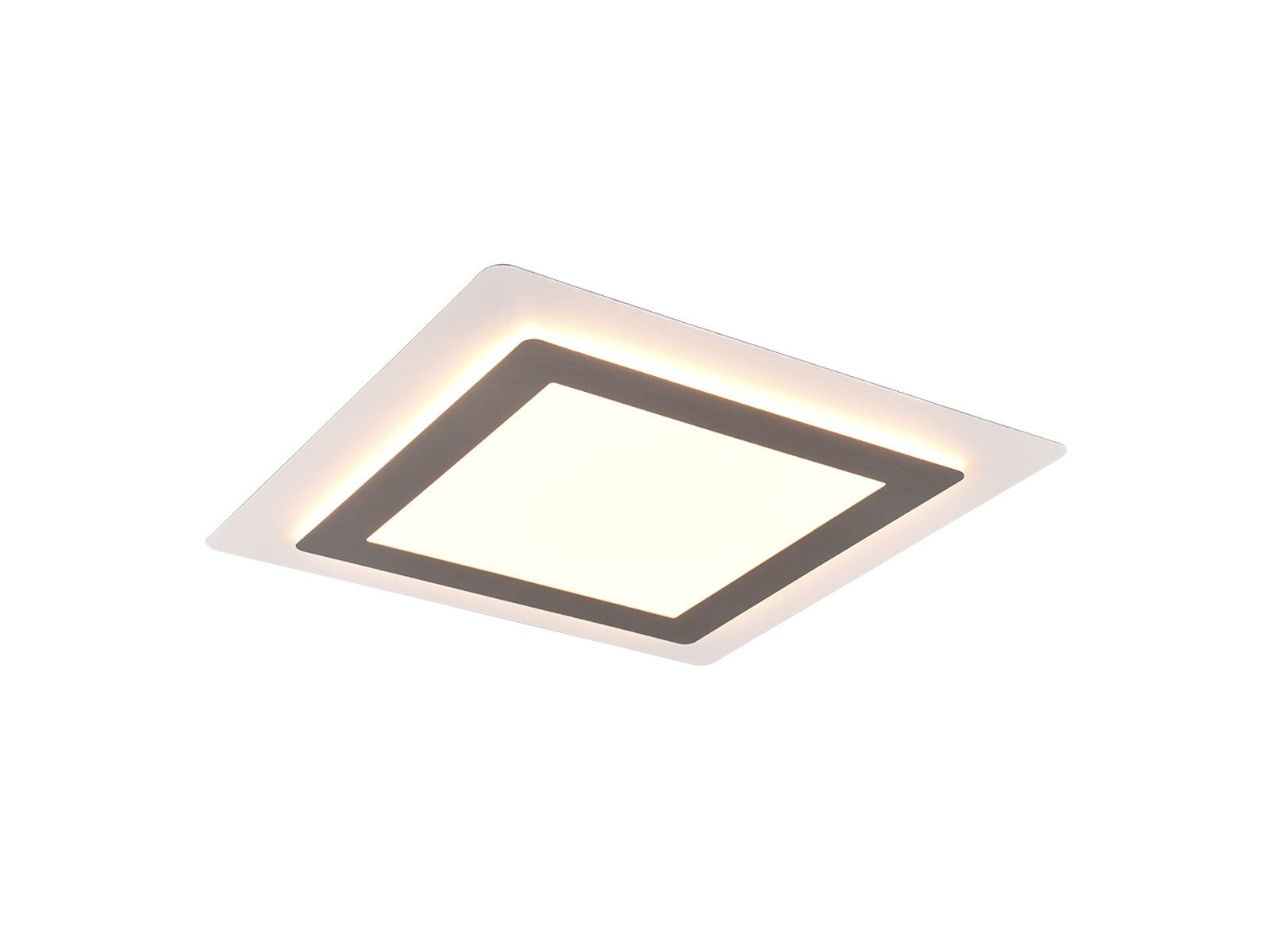 TRIO Leuchten LED Deckenleuchte mit Fernbedienung & Tageslicht 45x 45cm, Nachtlichtfunktion, LED fest integriert, Neutralweiß, Warmweiß, Tageslichtweiß, flach, hell & dimmbar, Tageslicht-Lampe Decke, Büro-lampe Silber