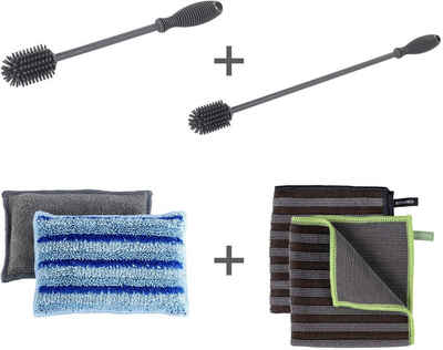 WENKO Universal, Spül-Set Reinigungstücher (Mikrofaser, Set, 6-tlg., mit Spülbürsten aus Silikon)