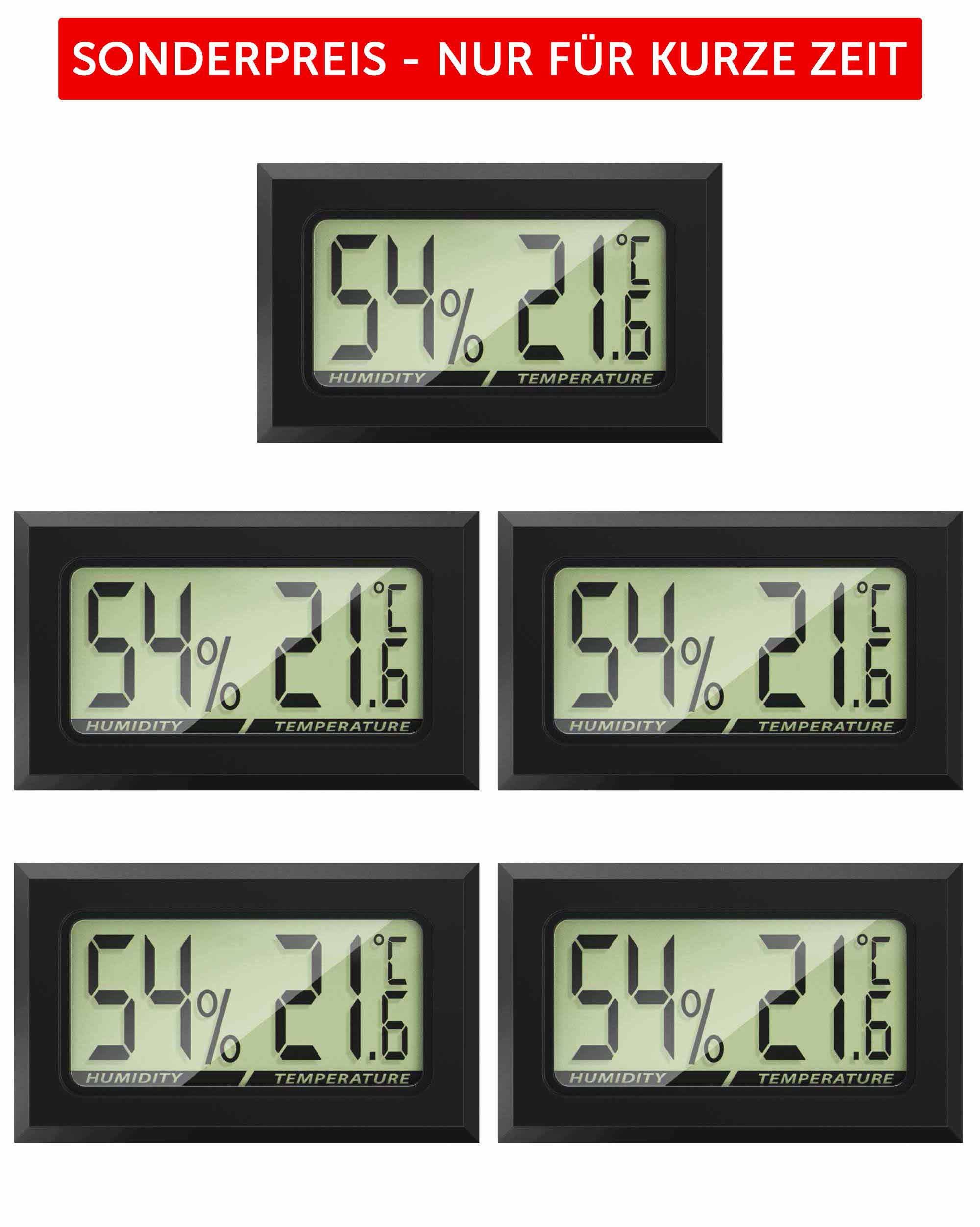 MAVORI Raumthermometer und Hygrometer innen mit sehr präzisen Messwerten, 5-tlg., Hygrometer mit Thermometer digital