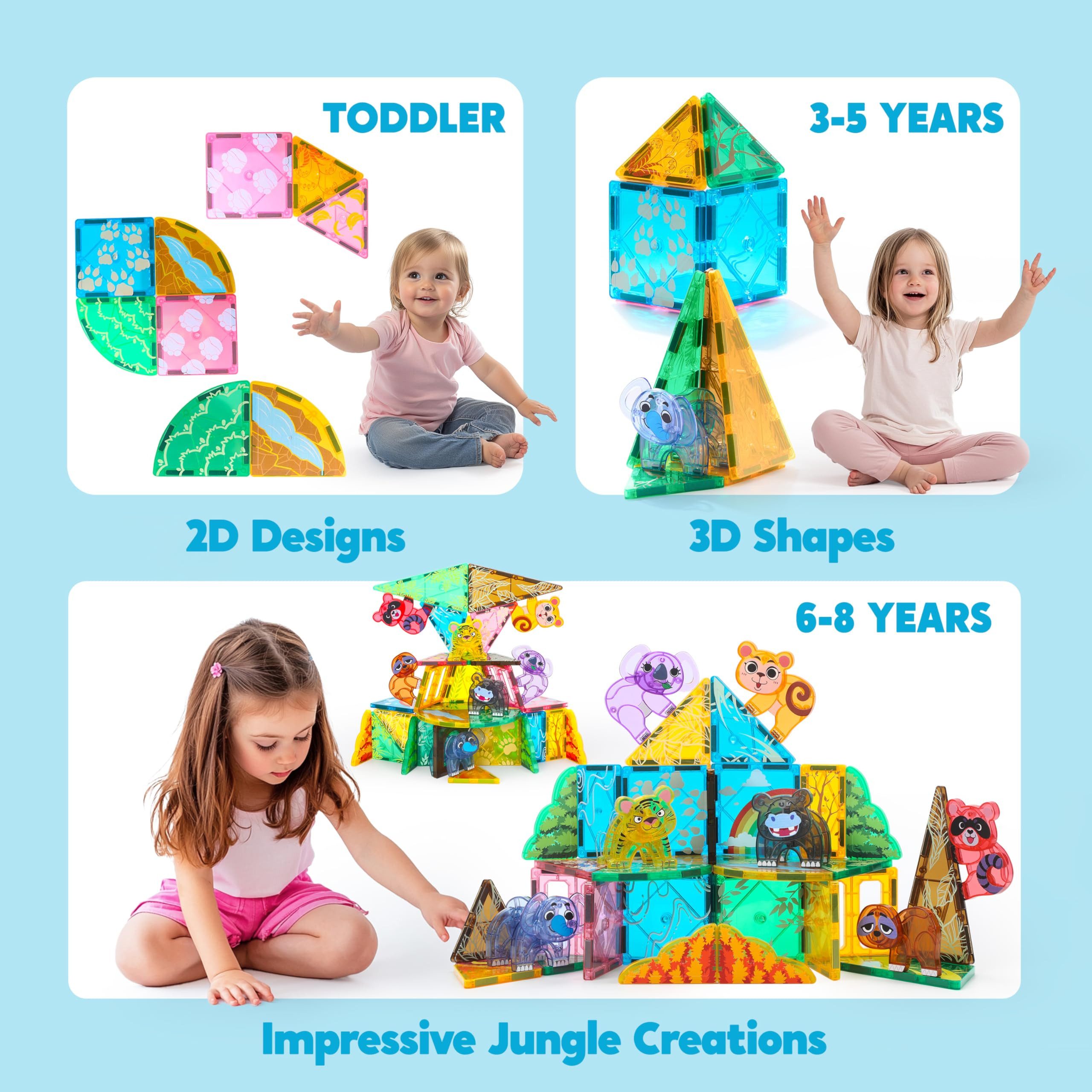 SYNCFUN SYNCFUN 50pcs Magnetic Animal Blocks STEM Toy Gift for Kids 3-8 Magnetspielbausteine – Bild 4 von 5