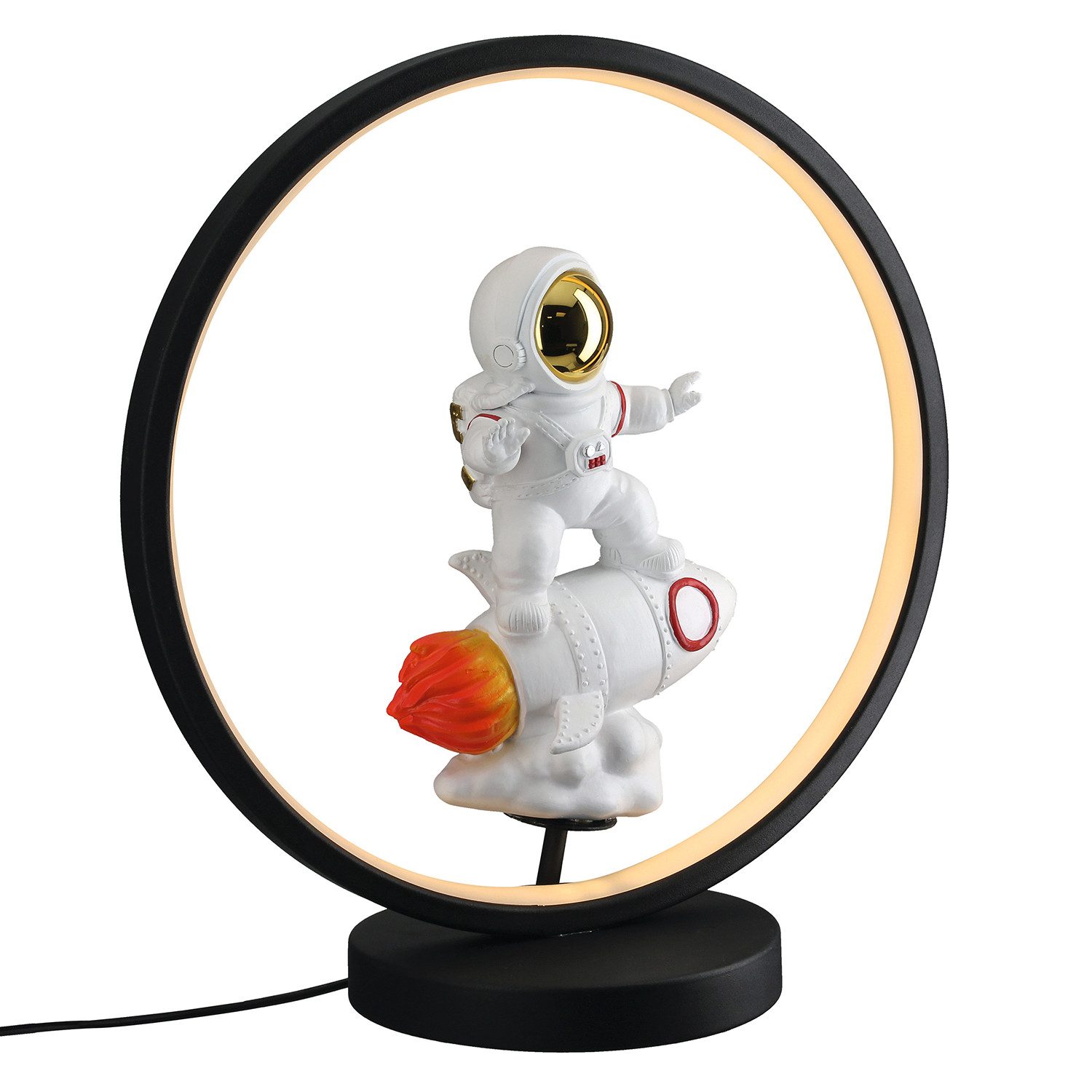 GILDE Tischleuchte ROCKET Leuchte (LED) - schwarz - Kunstharz - Höhe 33cm x Breite 30cm, Tischlampe - Schreibtischlampe - Nachttischlampe