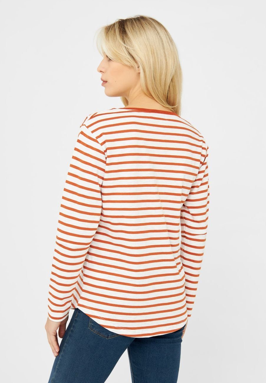 Derbe Rundhalsshirt Longsleeve Striped Damen Cinnamon (1-tlg) Robbenschnute