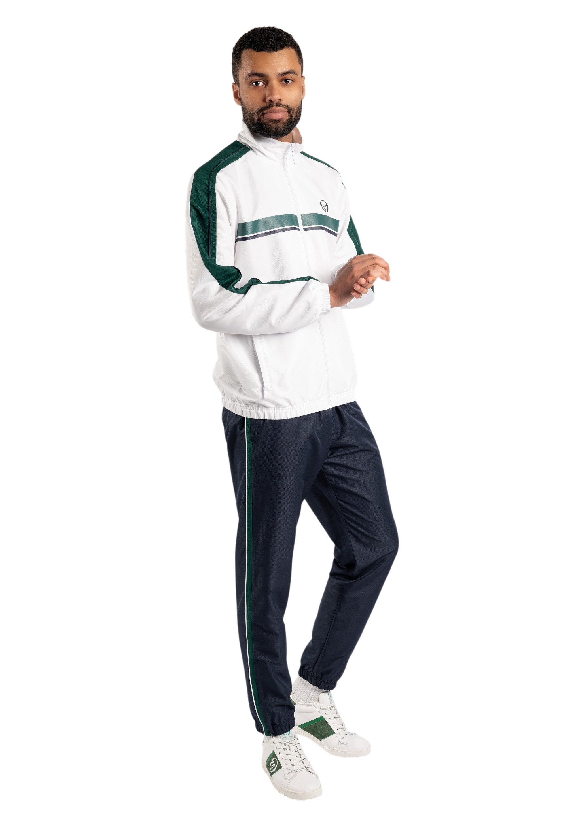 Sergio Tacchini Trainingsanzug Trainingsanzug Sergio Tacchini Agave (2-tlg., Jacke und Hose), Streifendetails