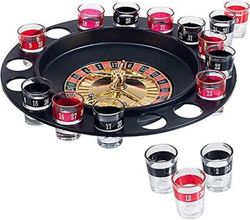 vidaXL Tischplatte Roulette-Trinkspiel-Party, 16 x Schnapsgläser, 2 Bälle