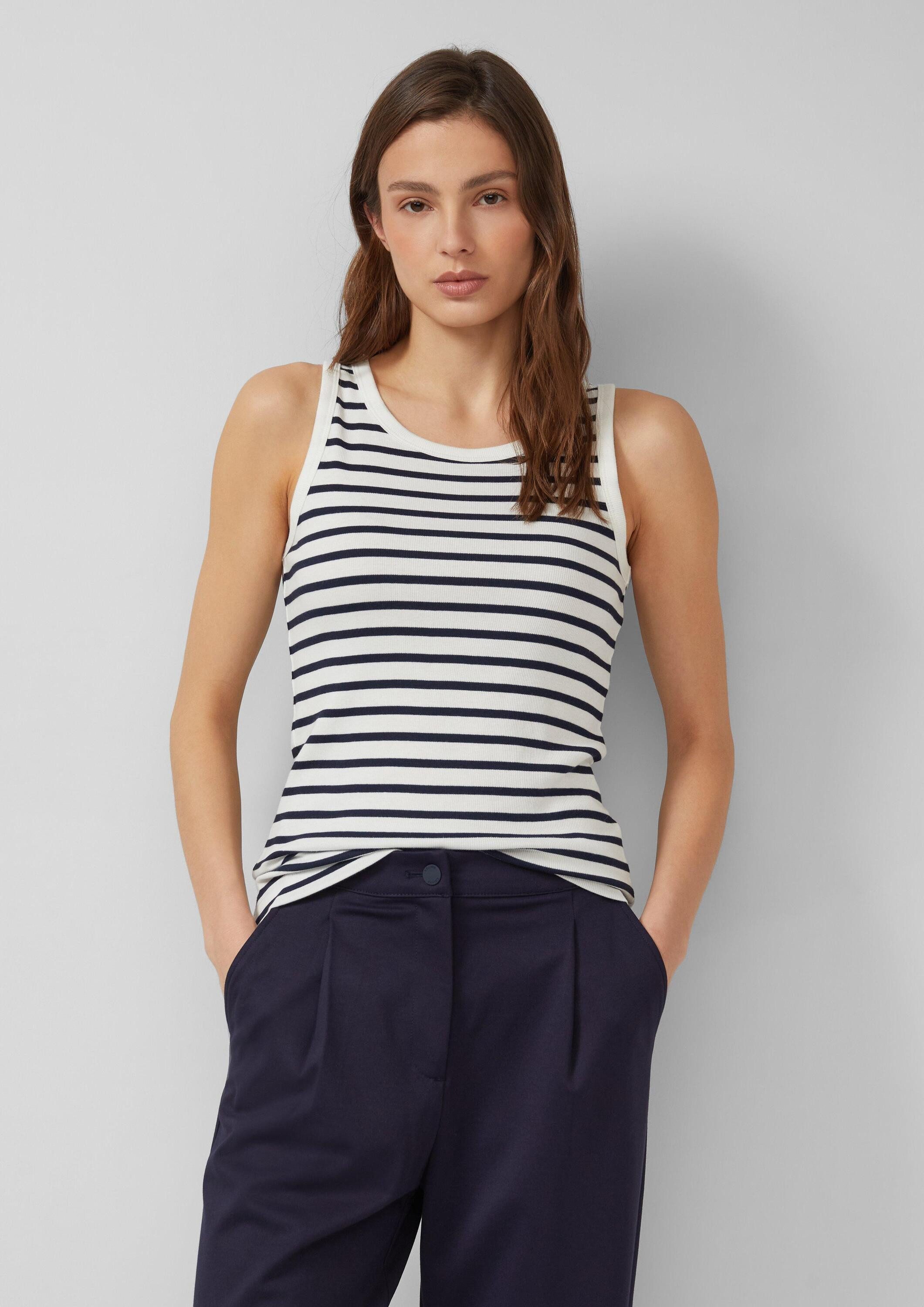 s.Oliver Muscleshirt T-Shirt Geripptes Tanktop im Slim Fit