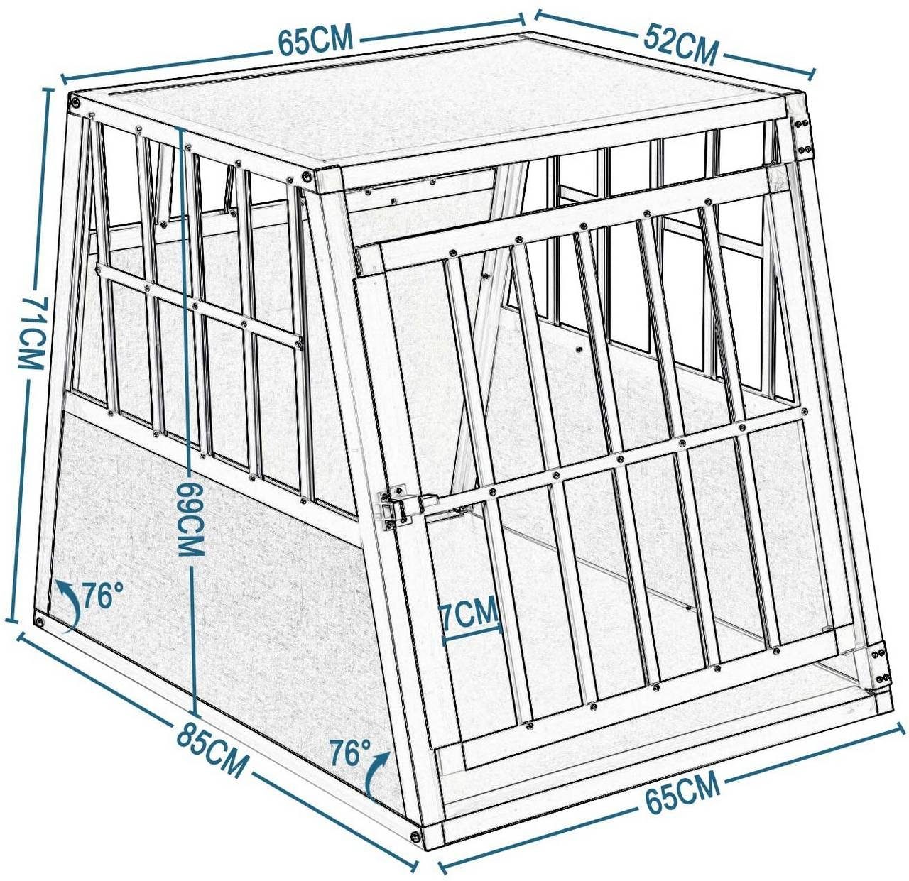 EUGAD Tiertransportbox, Hundetransportbox Alu Reisebox Autobox 85x65x69 cm
