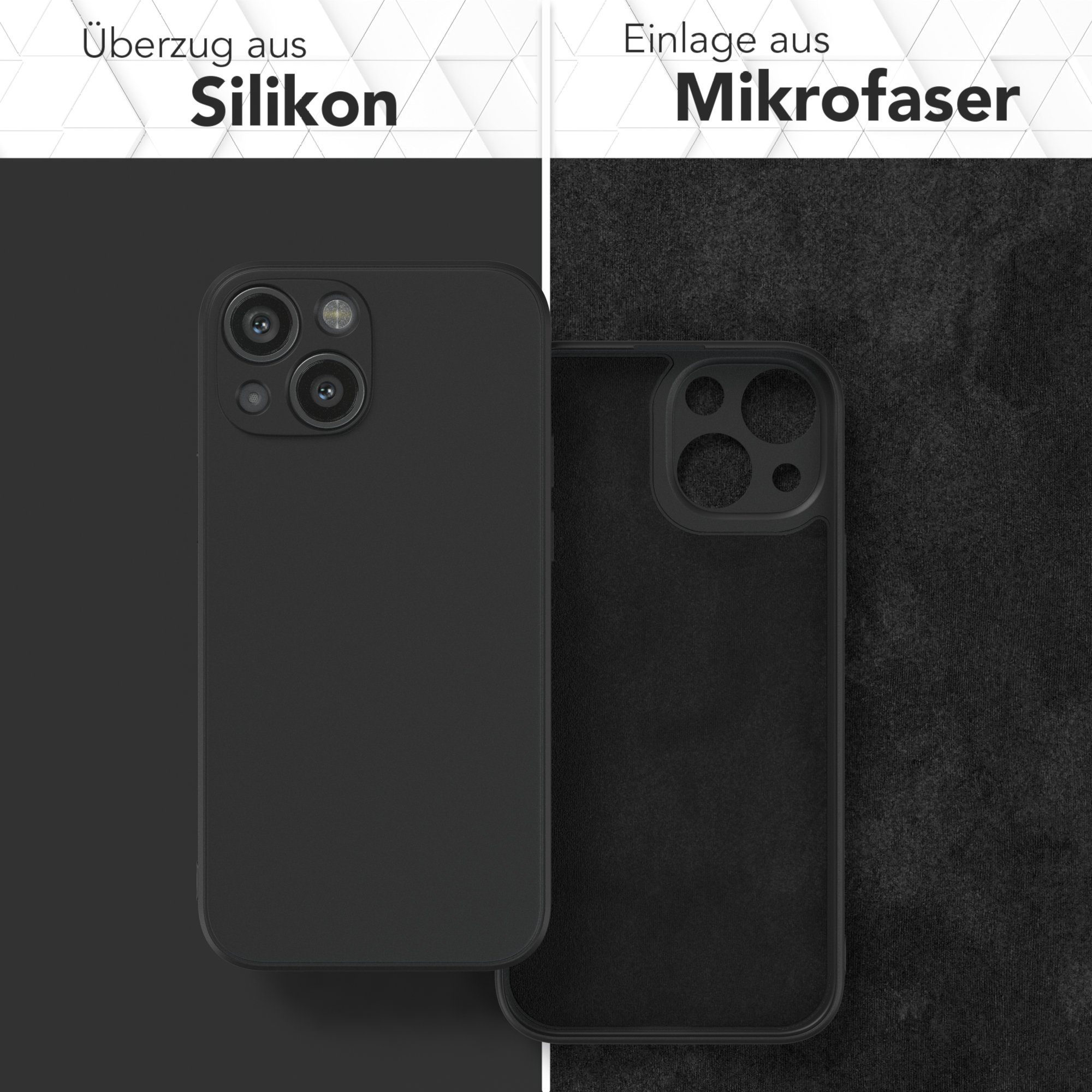 EAZY CASE Handyhülle für Apple iPhone 13 Mini Hülle Silikon 5,4 Zoll, Silikon Schutzhülle mit Kameraschutz kratzfest Back Cover Etui Schwarz