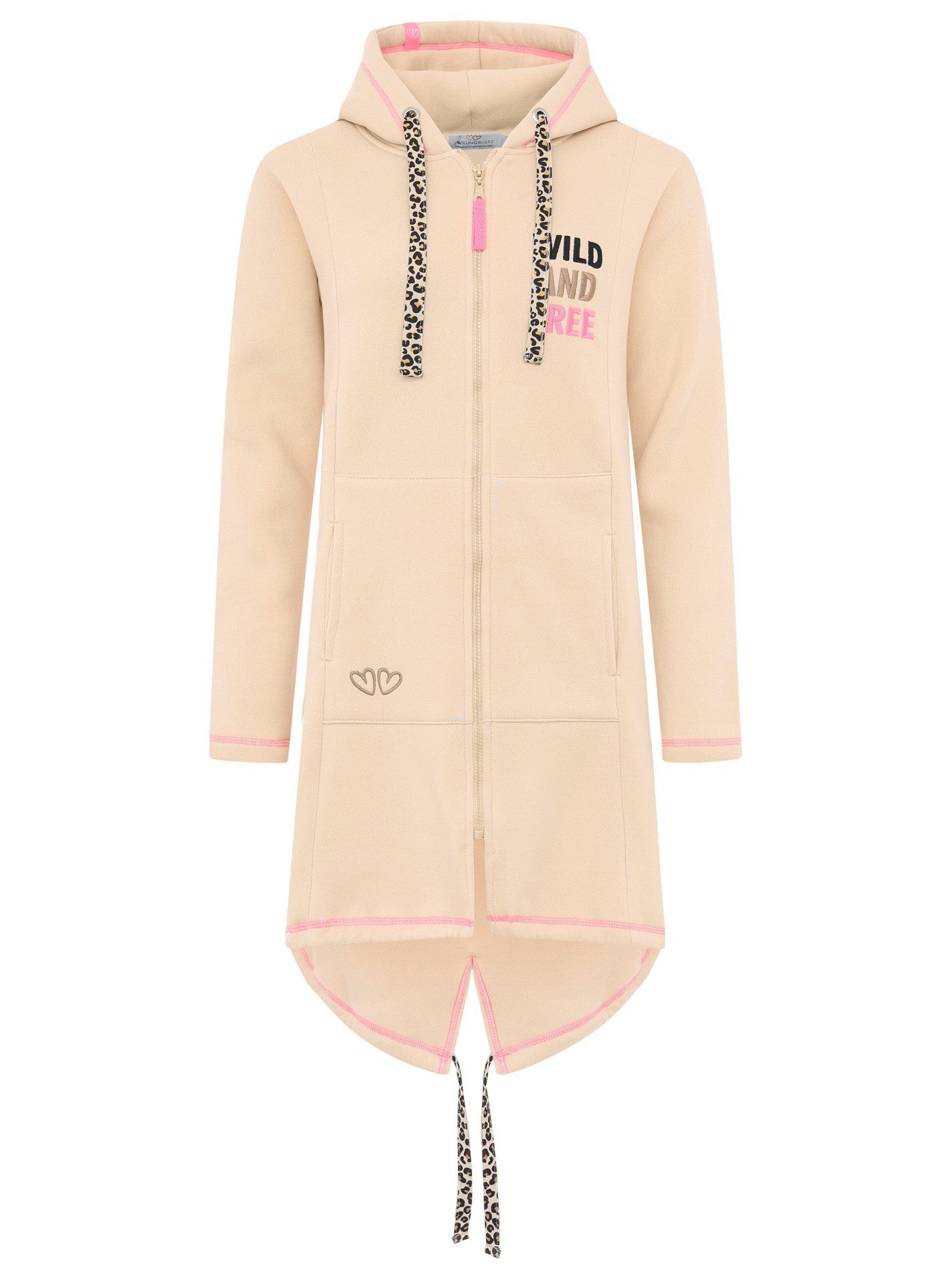 Zwillingsherz Kapuzensweatjacke Hoodiemantel LEO WILD FREE günstig online kaufen