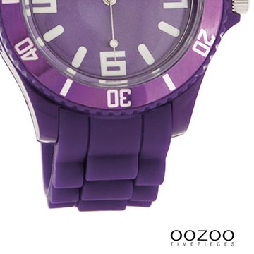 OOZOO Quarzuhr Oozoo Unisex Armbanduhr Vintage Series, Damen, Herrenuhr rund, groß (ca. 43mm) Silikonarmband lila