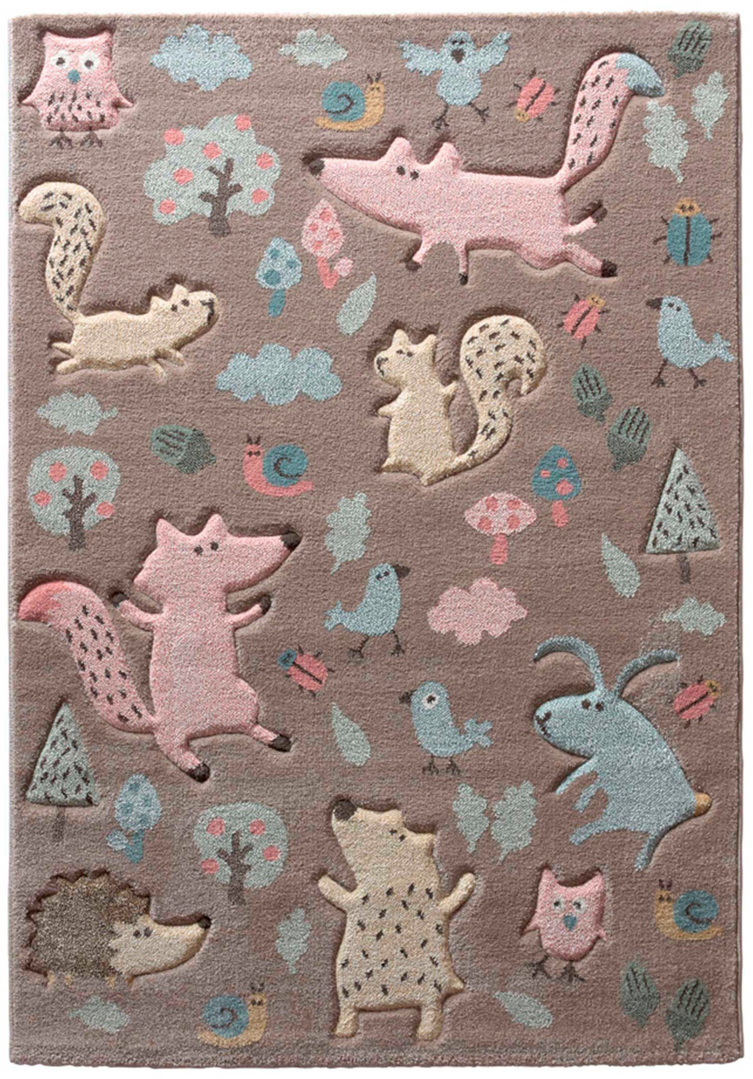 Sigikid Kinderteppich Forest, rechteckig, Höhe: 13 mm, Wald Tiere Design, Kurzflor