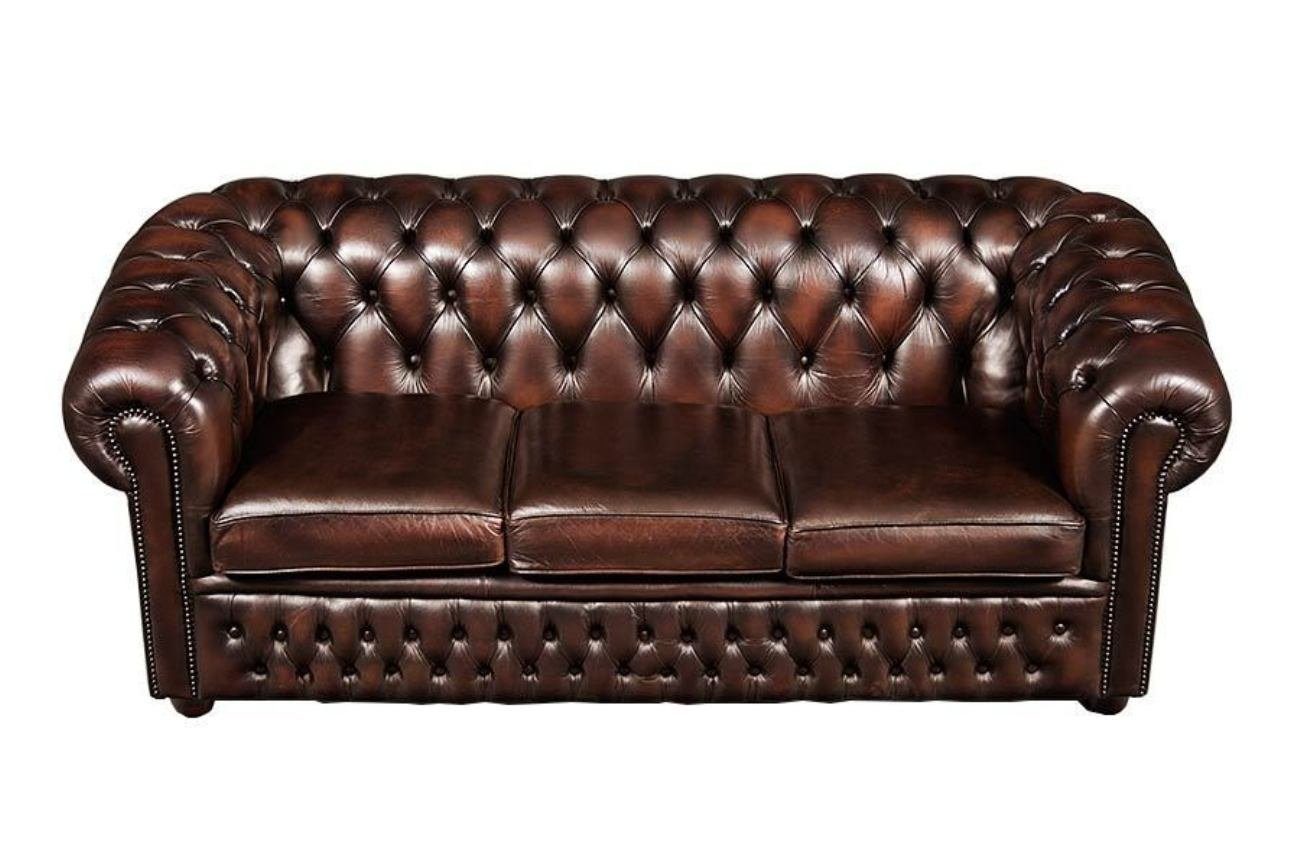 Sofa Couch Sofa 3-Sitzer Chesterfield #115, Couch Garnitur Chesterfield Garnitur Sitz Leder Polster Design Design JVmoebel Luxus Polster Luxus
