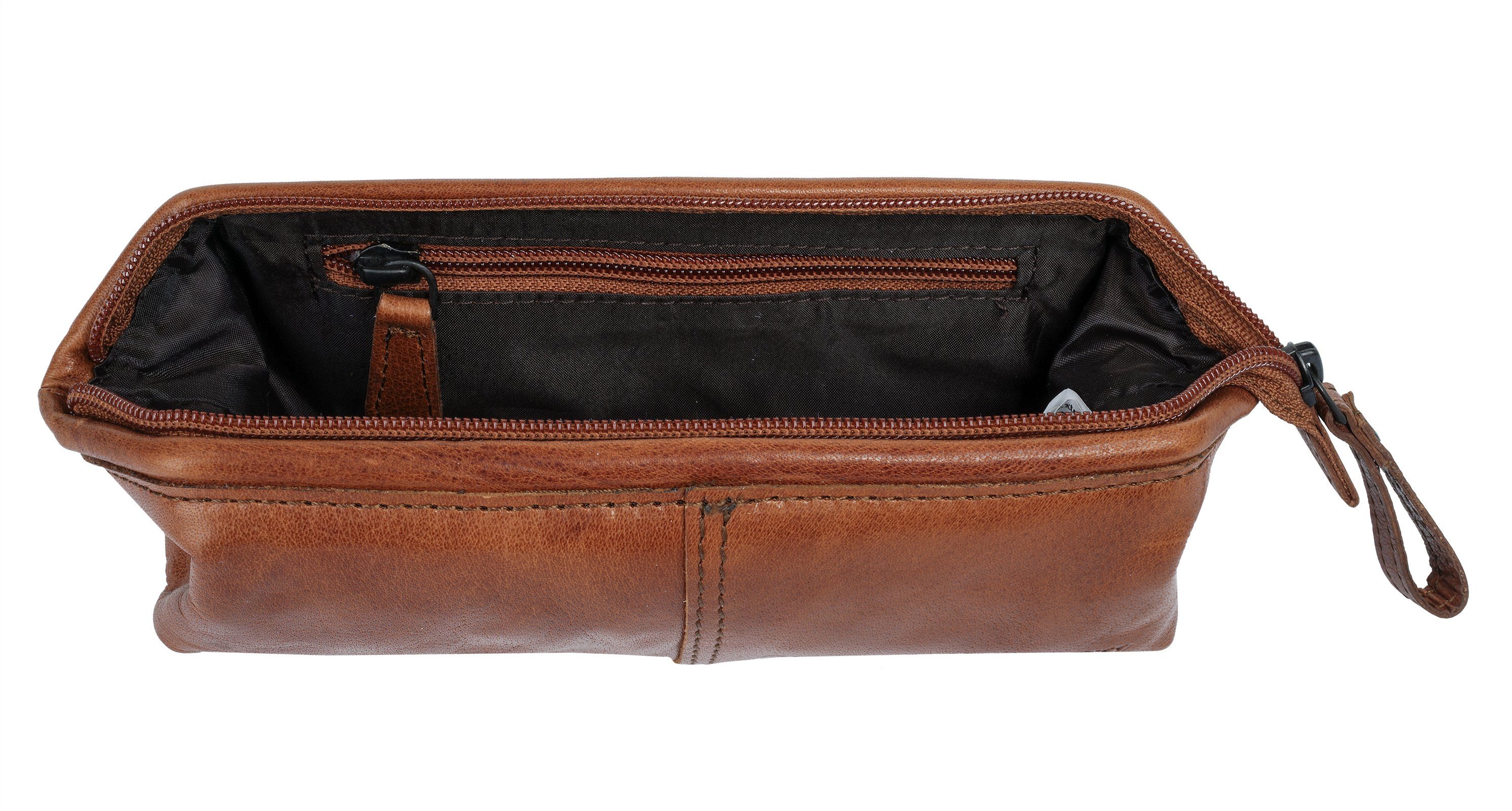 Leder cognac Brustbeutel & Sparrow echt PENCASE, Spikes