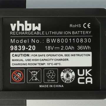 vhbw kompatibel mit Gardena EasyCut Li-18/23 R (9823-20), EasyCut Li-18/23 Akku Li-Ion 2000 mAh (18 V)