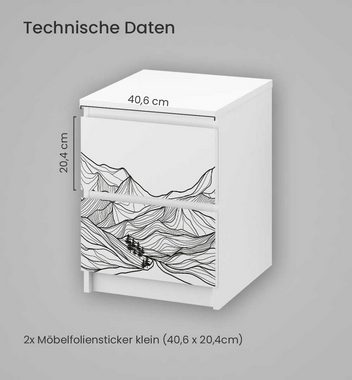 MyMaxxi Möbelfolie Kommodenaufkleber Malm gezeichnete minimalistische Berge