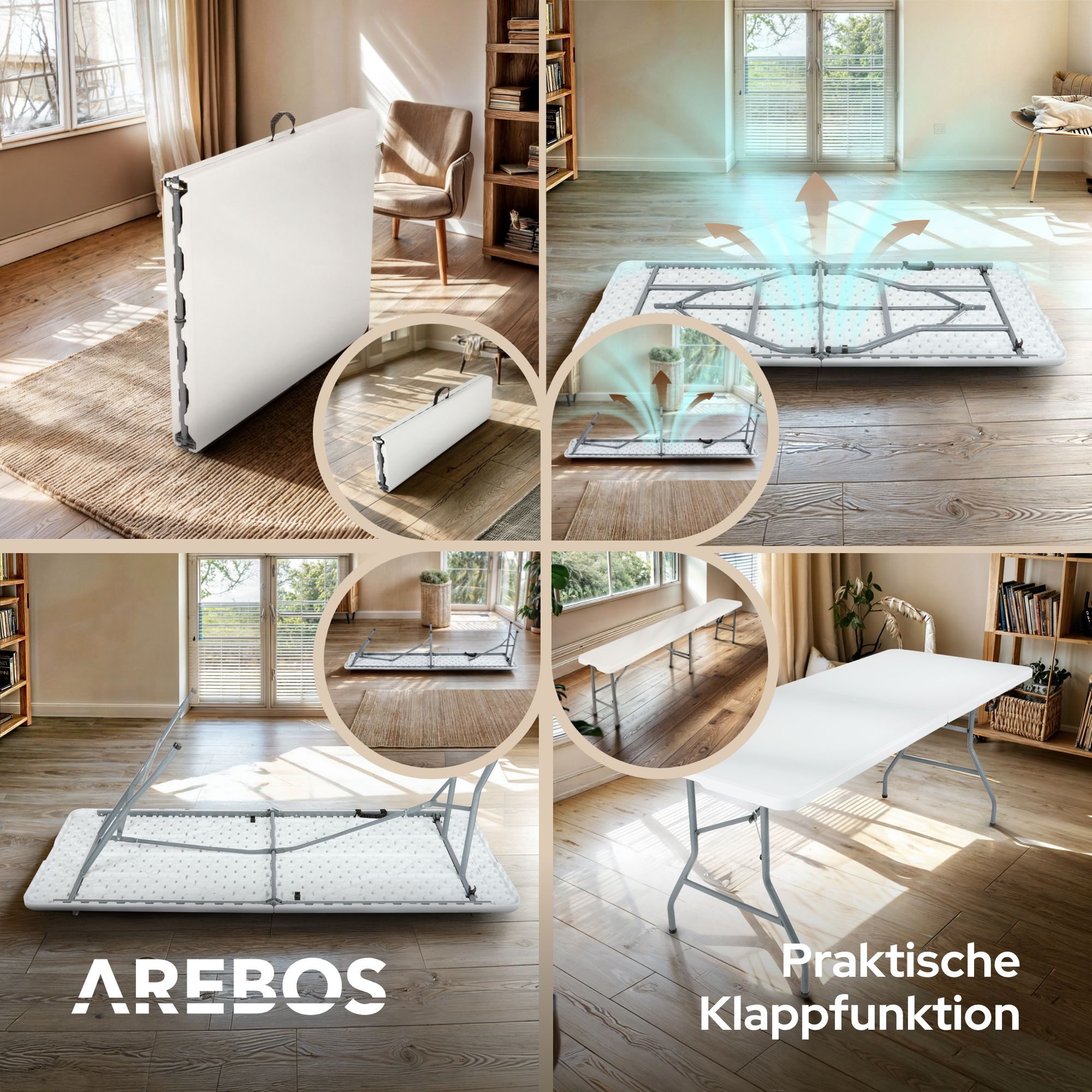 Arebos Bierzeltgarnitur Festzeltgarnitur, Biertisch Set, klappbar Campingtisch, (Set), Wetterfest & Pflegeleicht