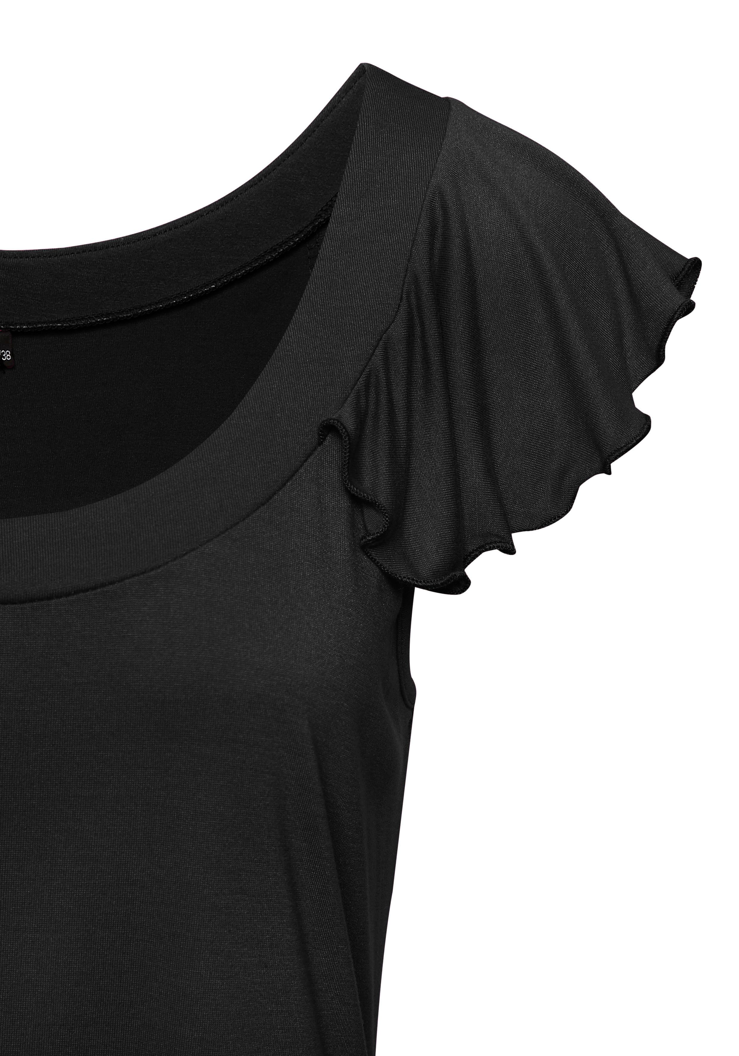 Vivance by Lascana Rundhalsshirt mit verspielten Volants aus weichem Jersey, sommerlich – Bild 4 von 5