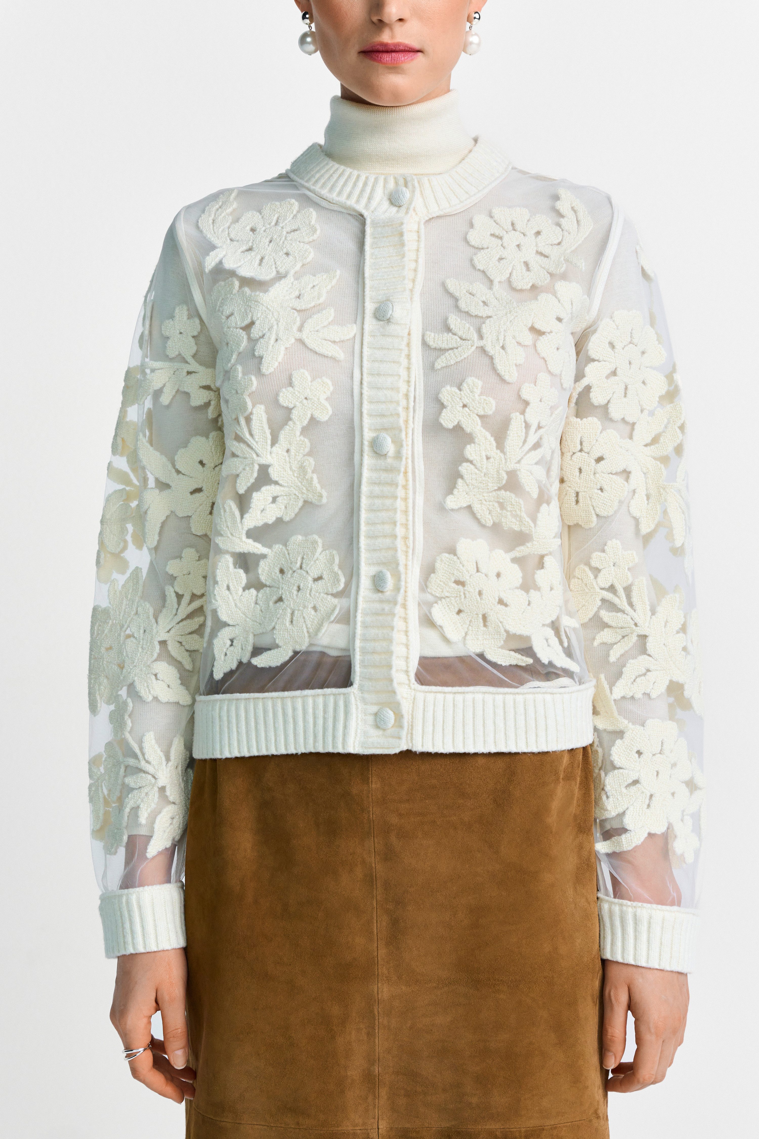 RICHROYAL Cardigan mit Mesh Embro