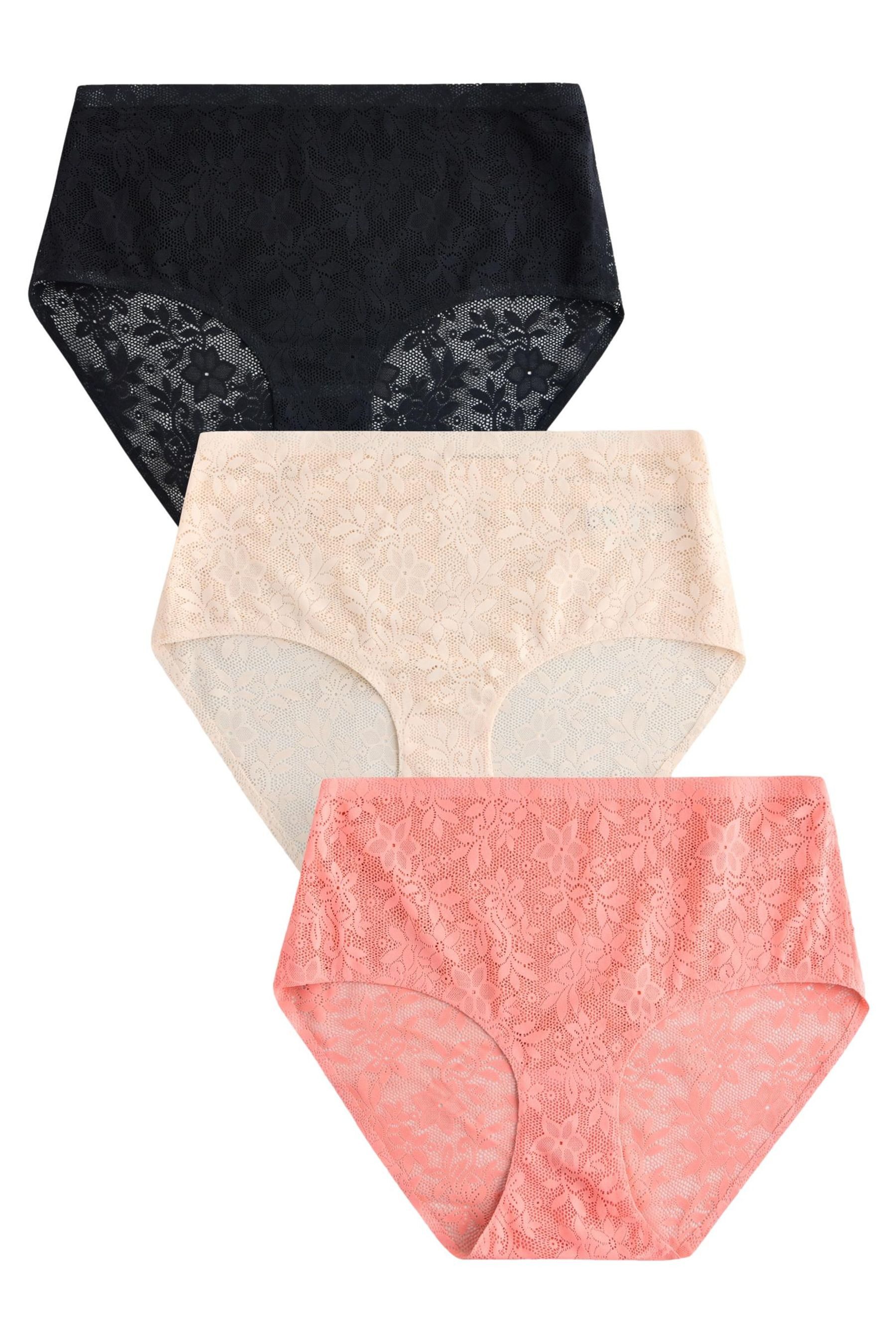 Next Midislip 3er-Pack Nahtlose Stoma-Spitzenslips, Midi (3-St)