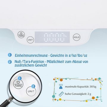 KOMFOTTEU Personenwaage Babywaage, 2g Genauigkeit, LED-Display, mit 60cm Skala