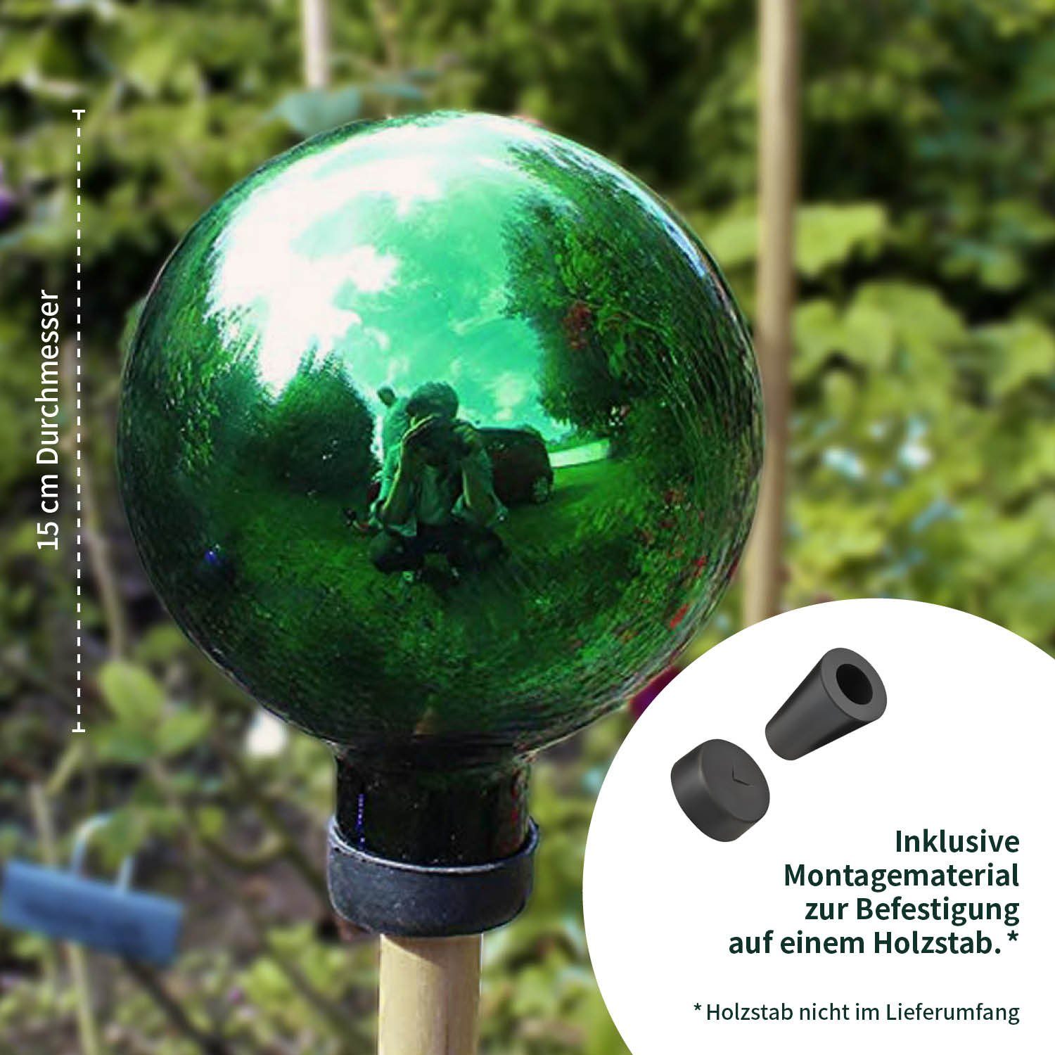VERDOBA Gartenfigur Gartenkugel für Außen - Gartendeko Rosenkugel Dekokugel für den Garten, Glas – Bild 5 von 5