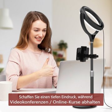 BLiTZWOLF Ringlicht 8 Zoll LED Ringleuchte &Handyhalter 3 Farben 10 Helligkeitsstufen, 360°drehbar, 3300–6000K für Make-up,Live-Streaming,YouTube,Fotografie