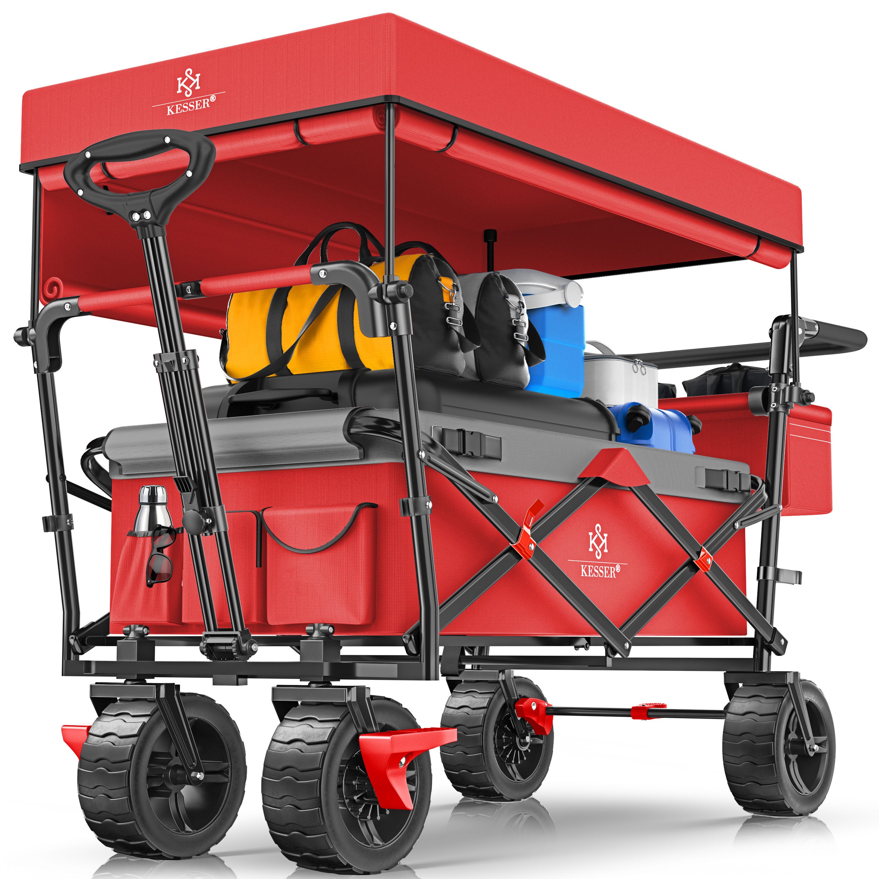 KESSER Bollerwagen, Bollerwagen faltbar GT9000 mit Dach Handwagen Transportwagen