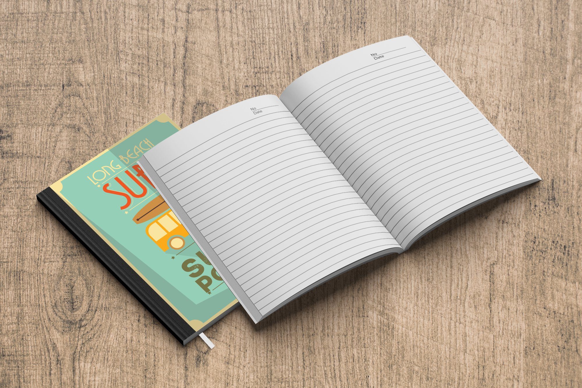 Illustration grünen Tagebuch, 98 MuchoWow Merkzettel, A5, Notizheft, von vor Notizbuch Point" Hintergrund, Journal, Haushaltsbuch "Surf Seiten, einem