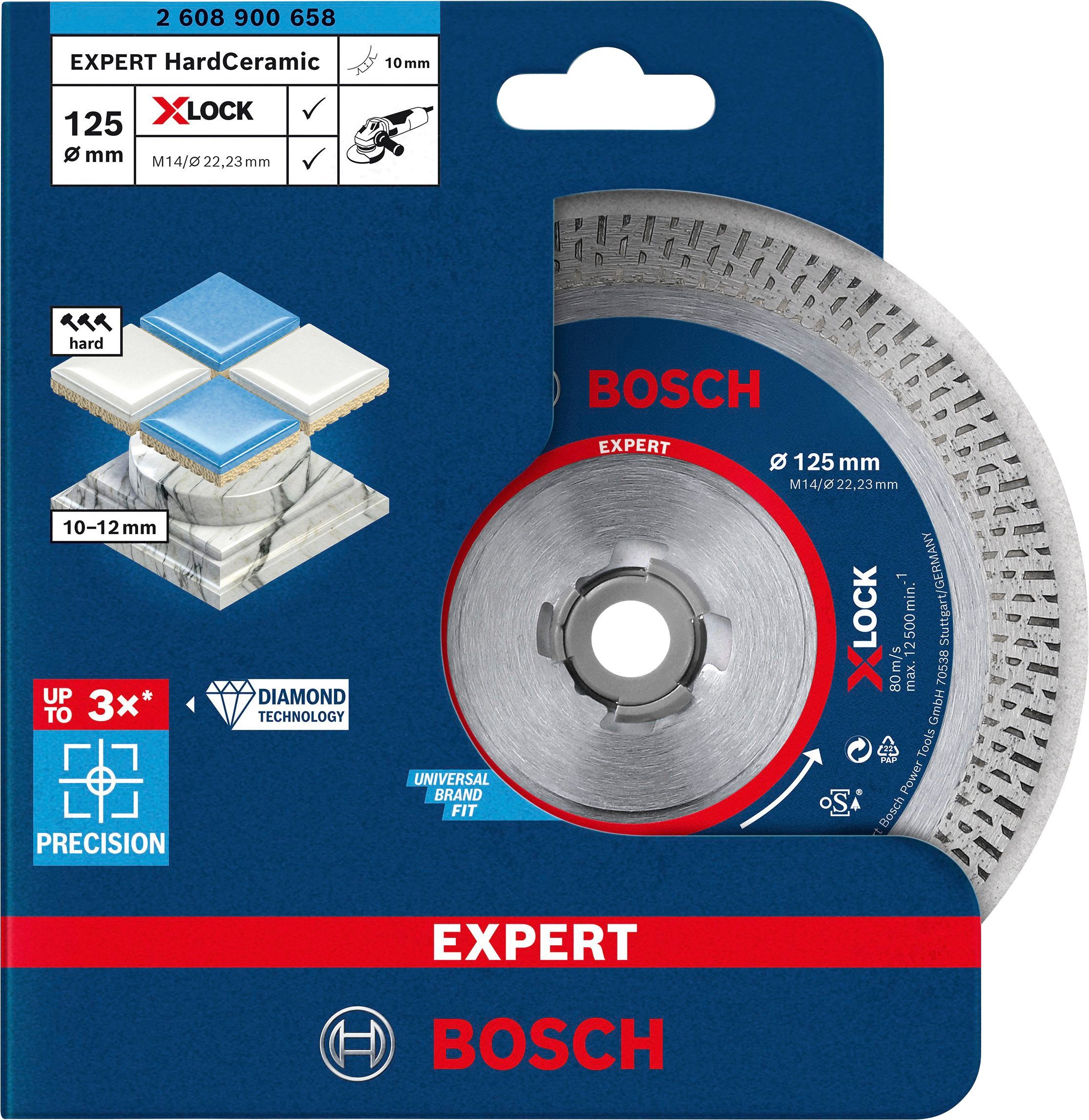 Bosch Professional Diamanttrennscheibe Expert HardCeramic X-LOCK, Ø 125 mm, 22.23 x 1.4 x 10 mm