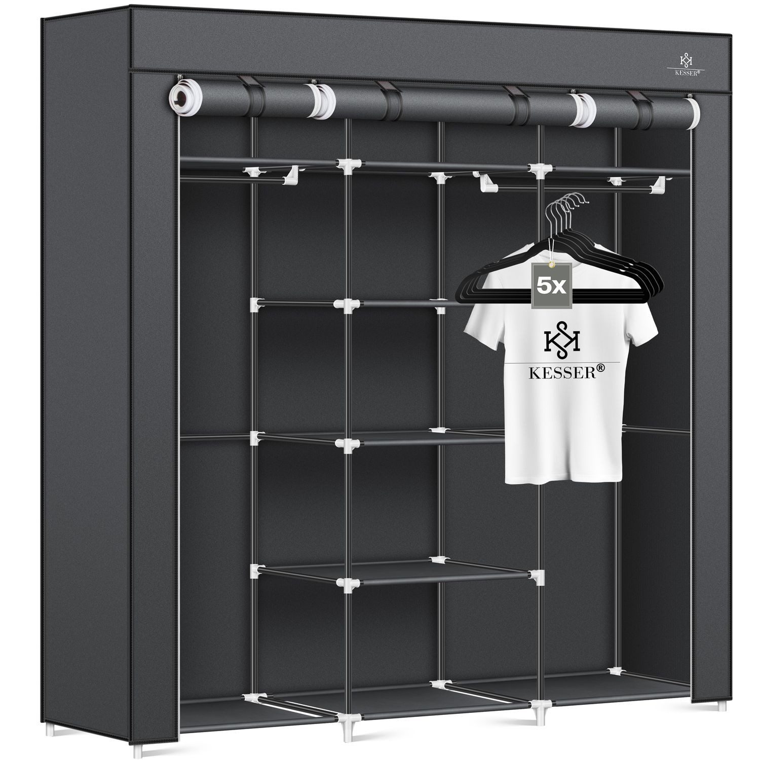 KESSER Kleiderschrank Stoffschrank Stabil mit Kleiderstange & Ablagen günstig online kaufen