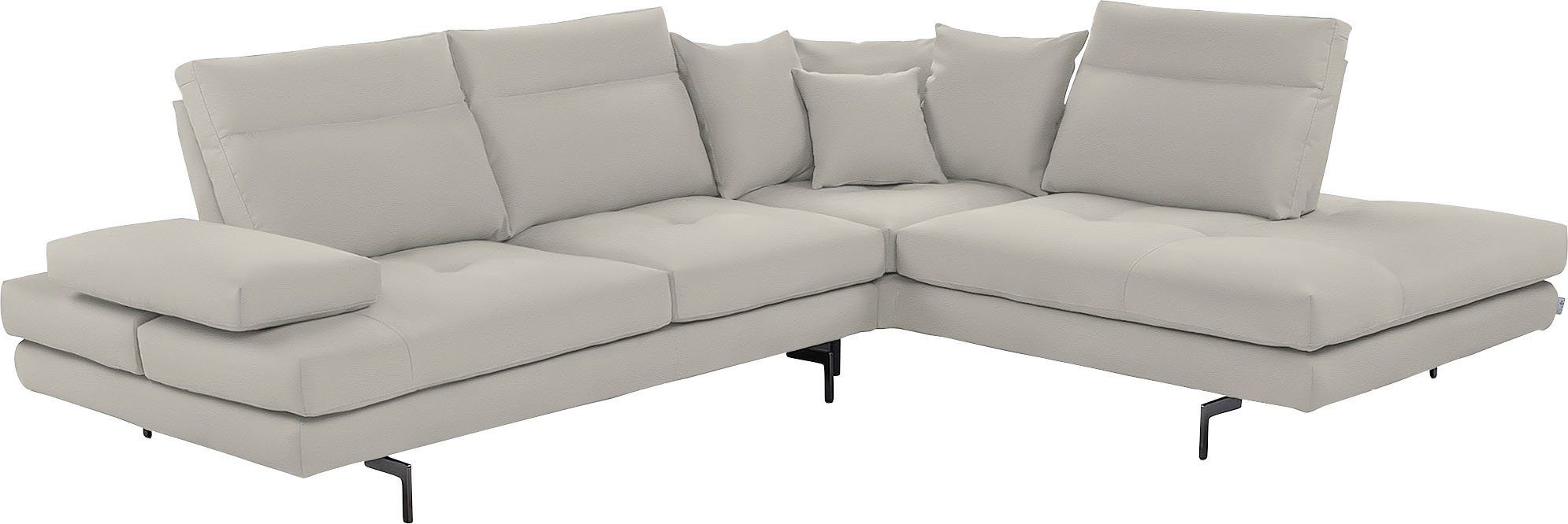 CALIA ITALIA Ecksofa Toby Wing, B/T: 288/232 cm, Designsofa, Premium Sitzkomfort, L-Form, Sitztiefenverstellung, wahlw. mit Kissen-Set,Füße schwarz matt