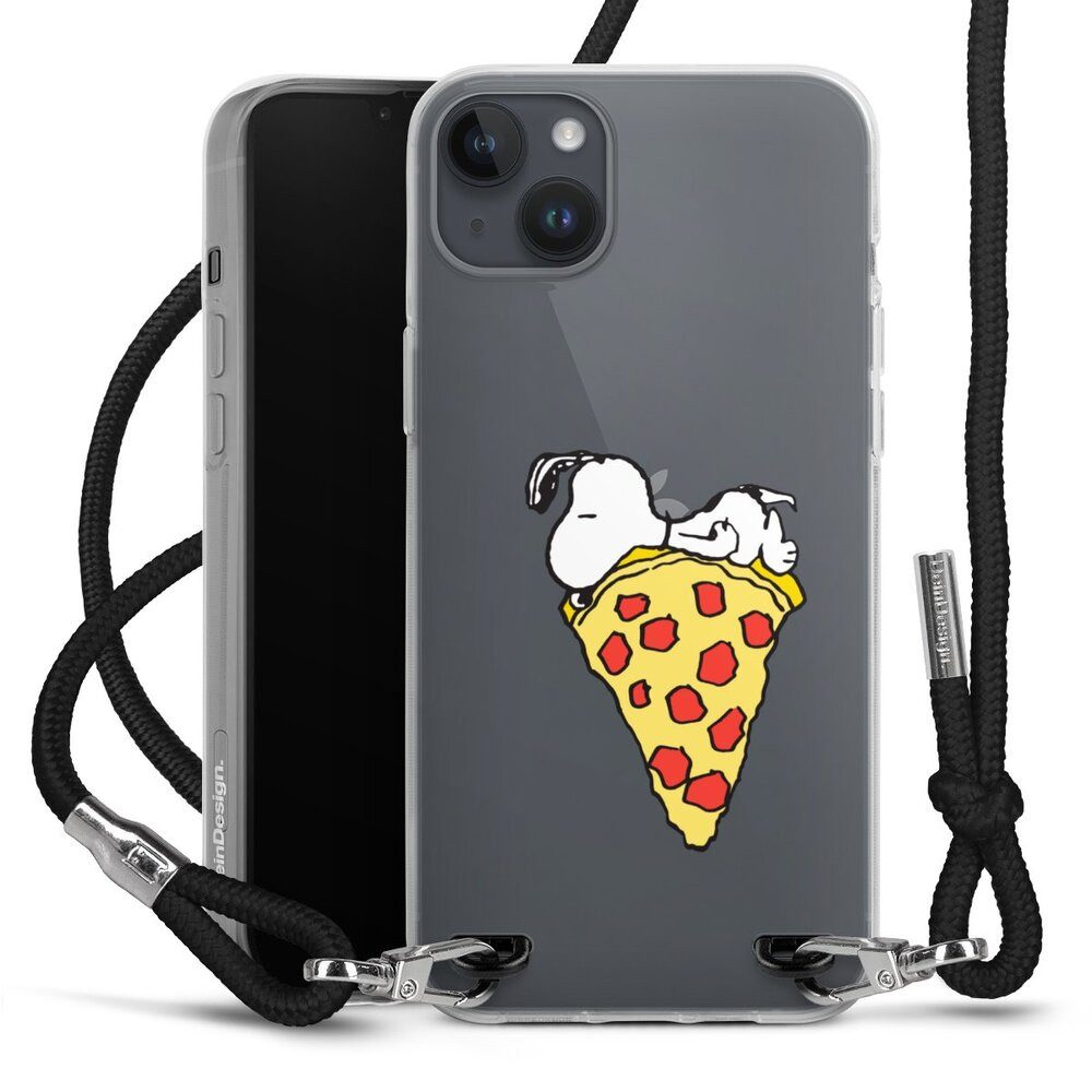 DeinDesign Handyhülle Peanuts Pizza Snoopy Snoopy Pizza Transparent, Apple iPhone 14 Plus Handykette Hülle mit Band Case zum Umhängen