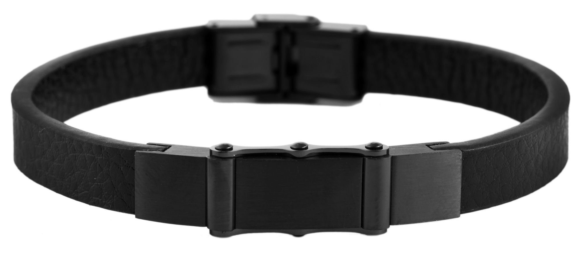 AKZENT Lederarmband Vedro Unisex Armband aus Echtleder mit Edelstahlelement Schwarz (einzeln) Schwarz1