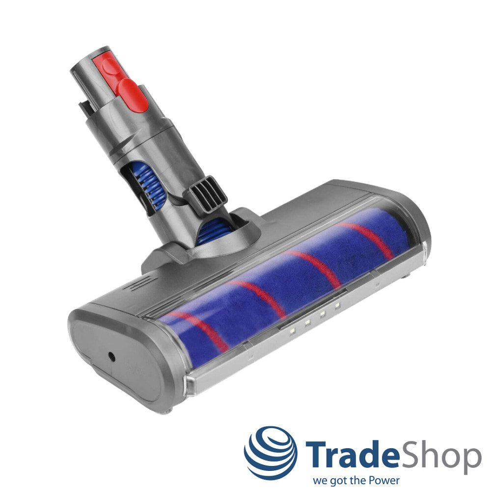 Trade-Shop Turbodüse passend für Dyson V7 V8 V10 V11 V15 SV10 SV12, Zubehör für Dyson Akku Staubsauger, mit LED / Turbodüse / Hartbodendüse / Softwalze